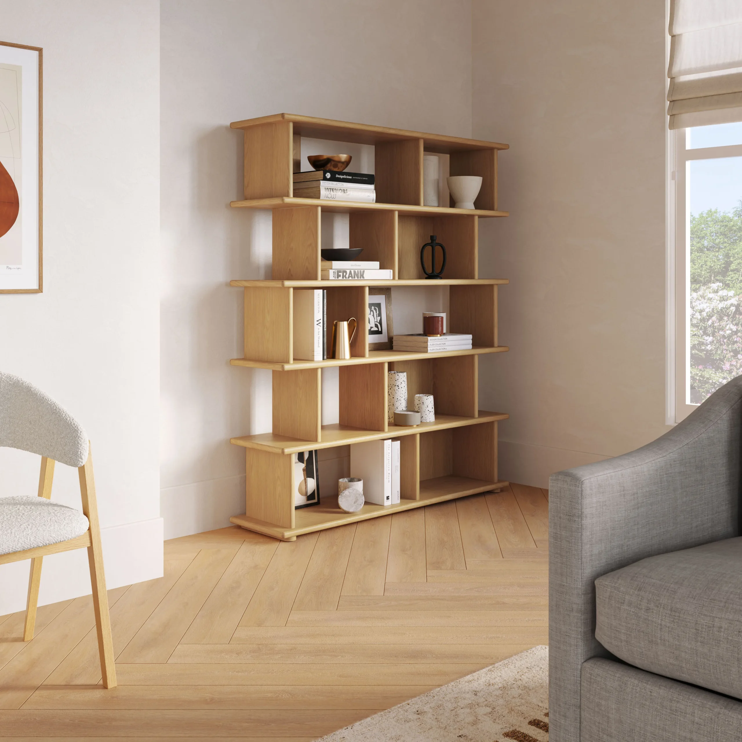 Lafora 53_ Bookcase, Tall - Natural Oak - Image 2