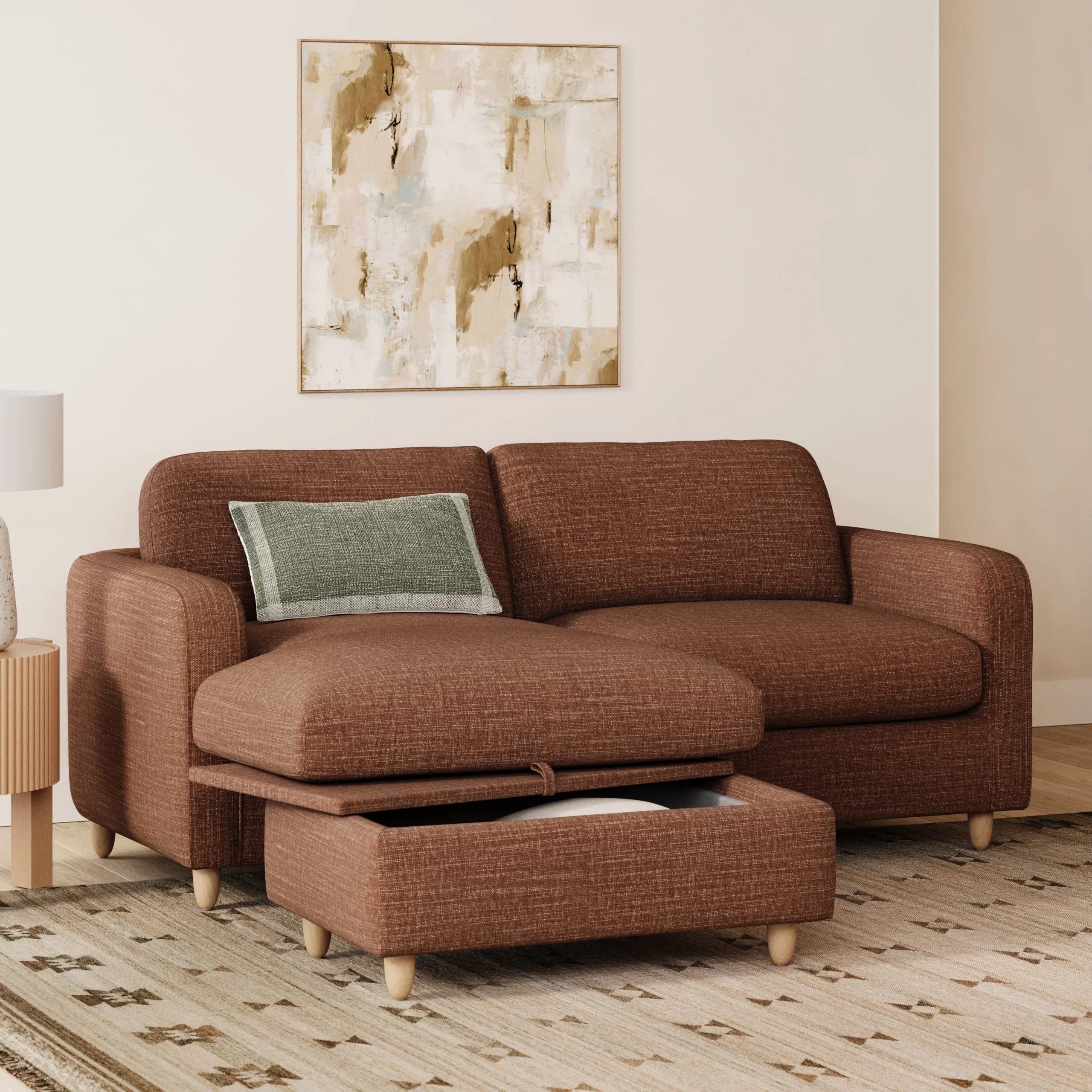 Vati 80_ Left Storage Sectional - Natural Oak and Napa Rust - Image 9