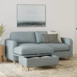 Vati 80_ Left Storage Sectional -  Natural Oak and Silver Light Blue