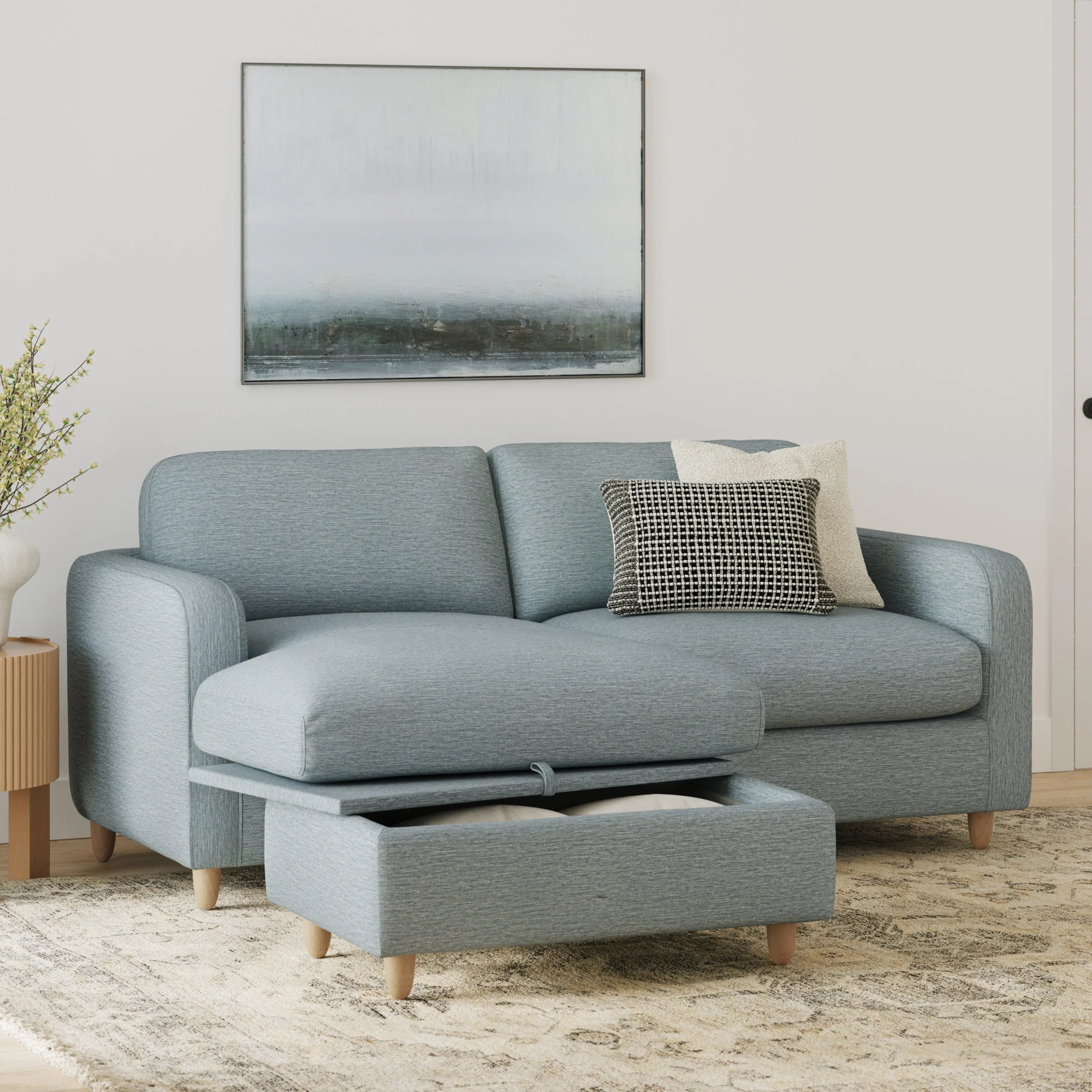 Vati 80_ Left Storage Sectional - Natural Oak and Silver Light Blue - Image 8