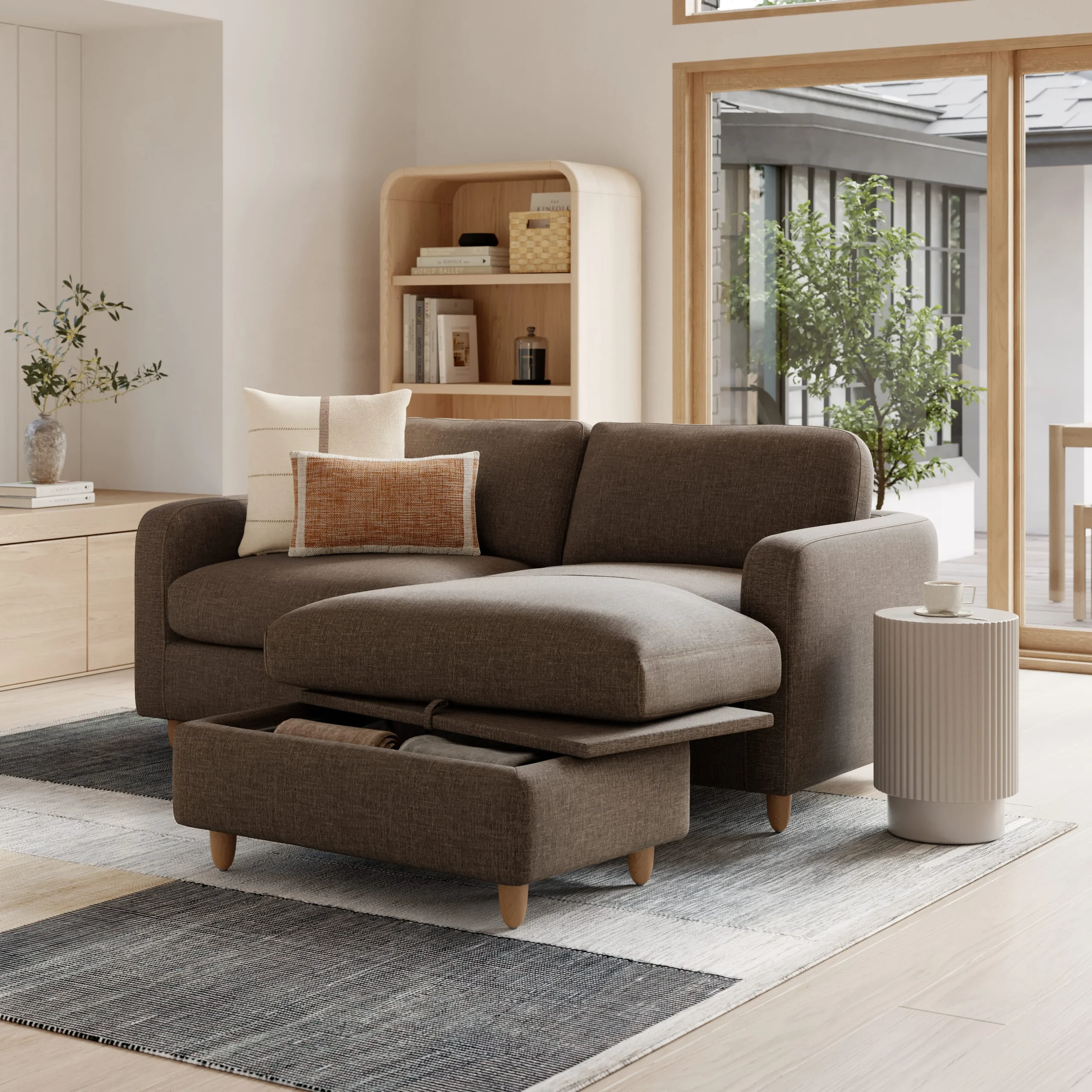 Vati 80_ Right Storage Sectional - Natural Oak and Buckler Brown - Image 10