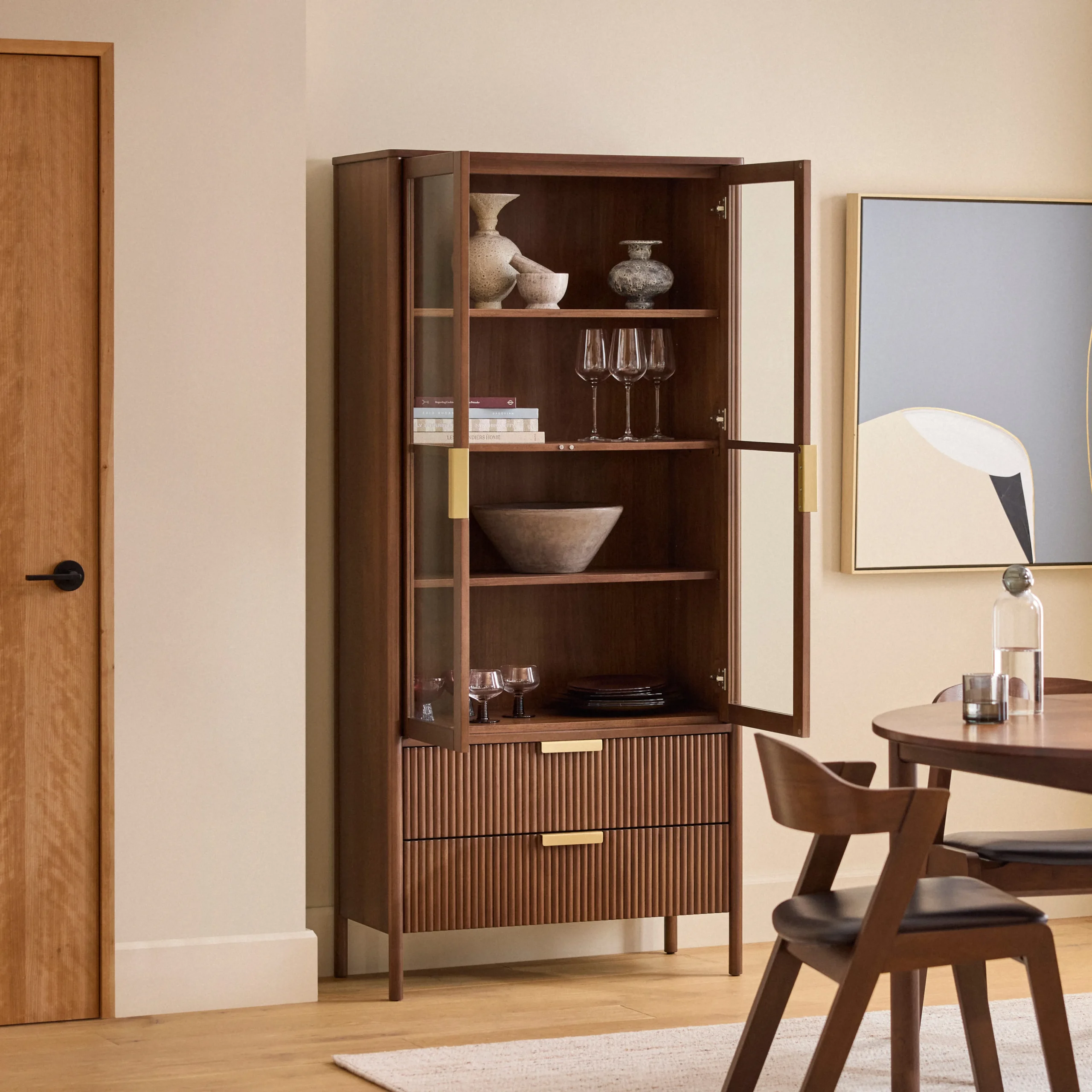 Liv 35.25_ Glass Cabinet - Walnut - Image 2