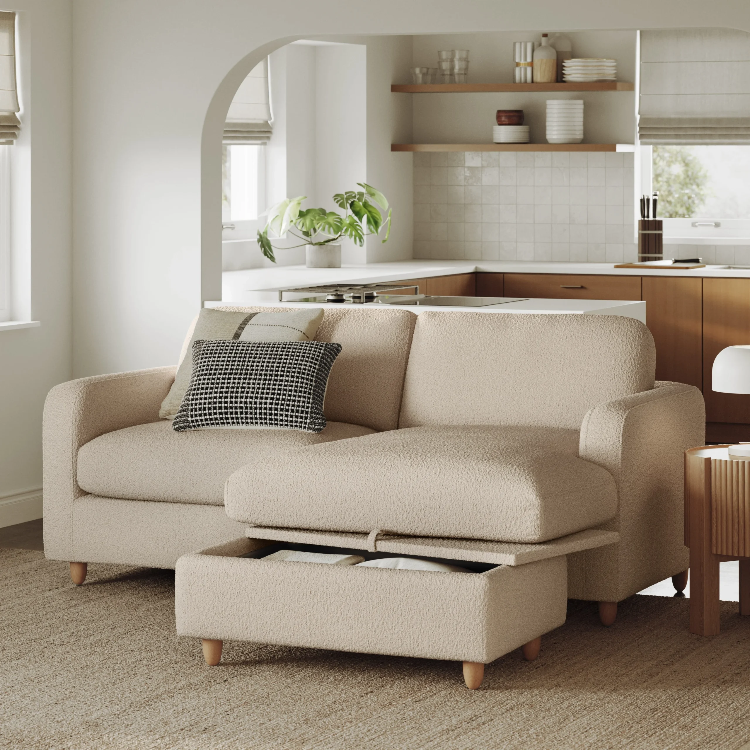 Vati 80_ Right Storage Sectional - Natural Oak and Ivory Wool Bouclé - Image 13