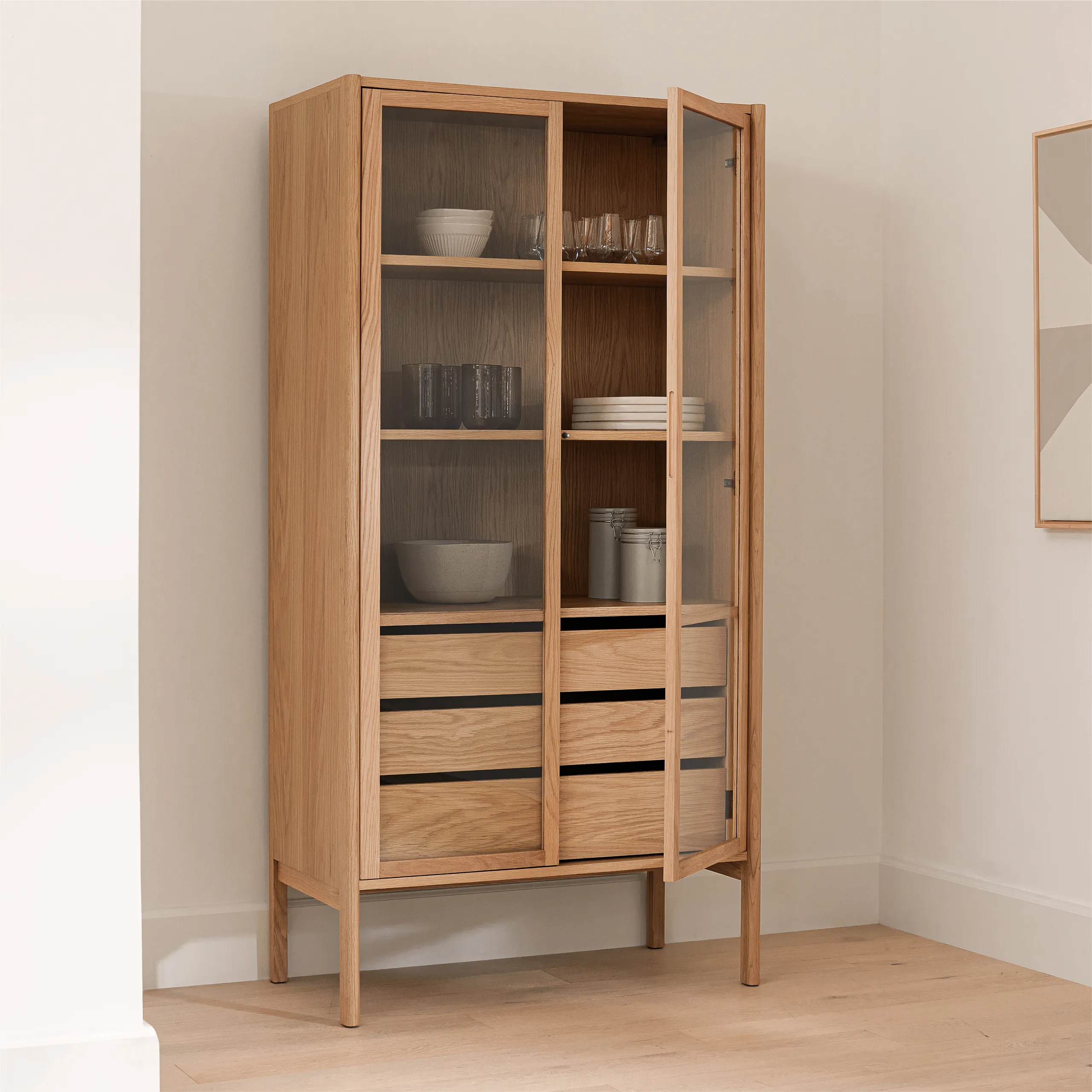 Mysen 35.5_ Glass Cabinet - Natural Oak