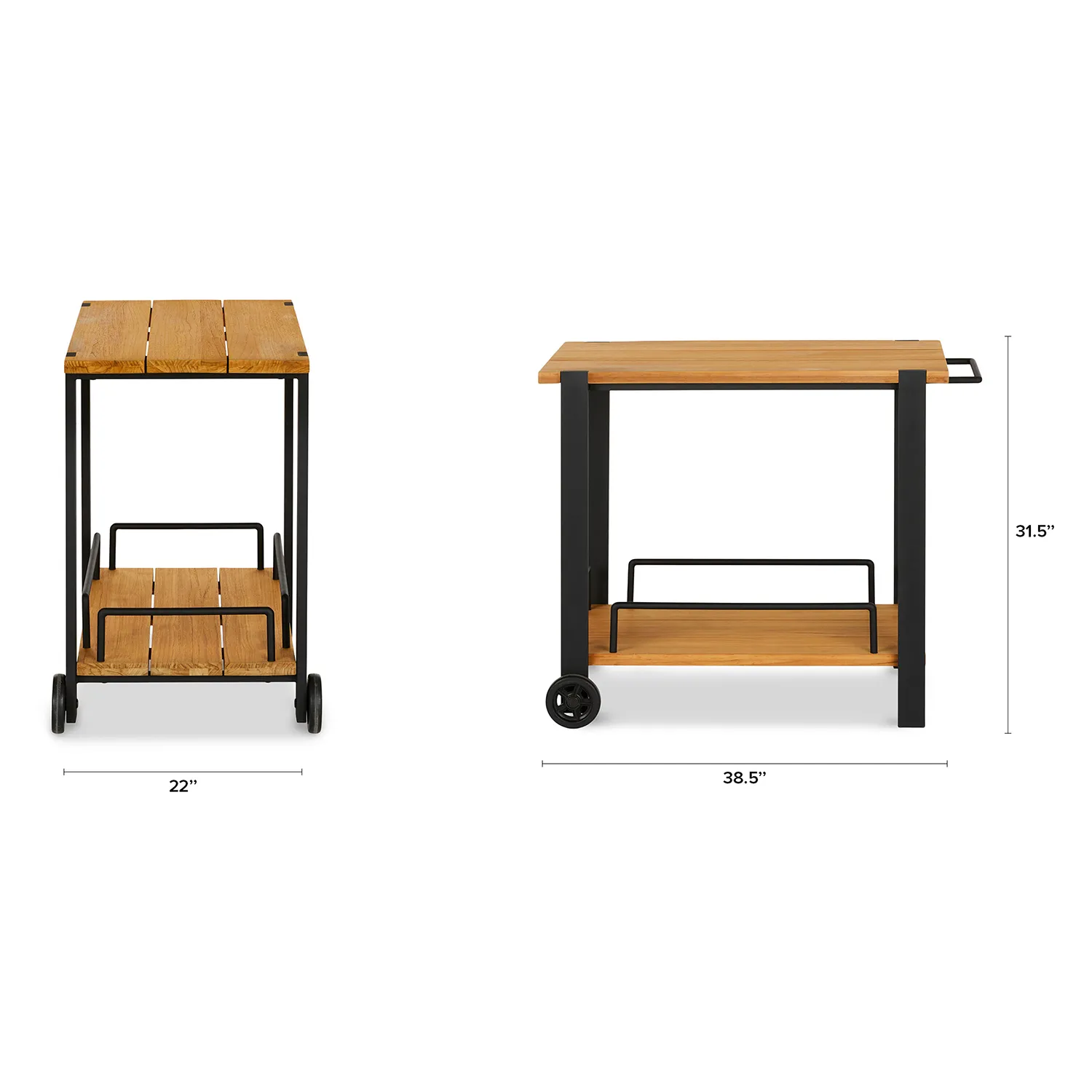 Hulst Outdoor Bar Cart - Teak - Image 3
