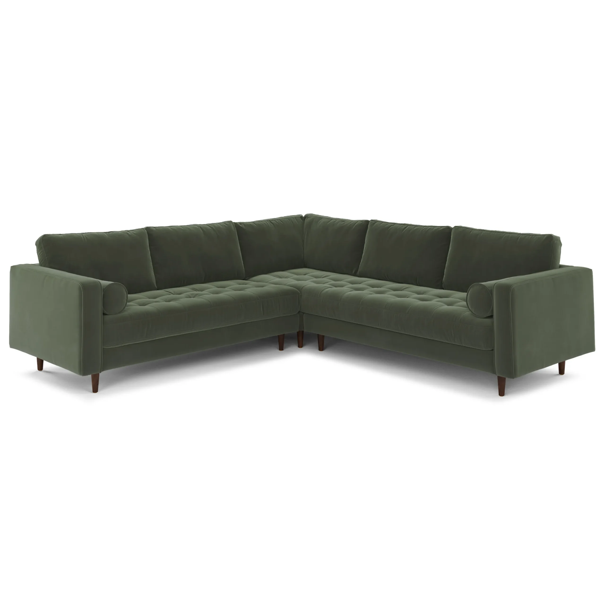 Sven 107_ Tufted Velvet Corner Sectional - Plush Pacific Green - Image 2