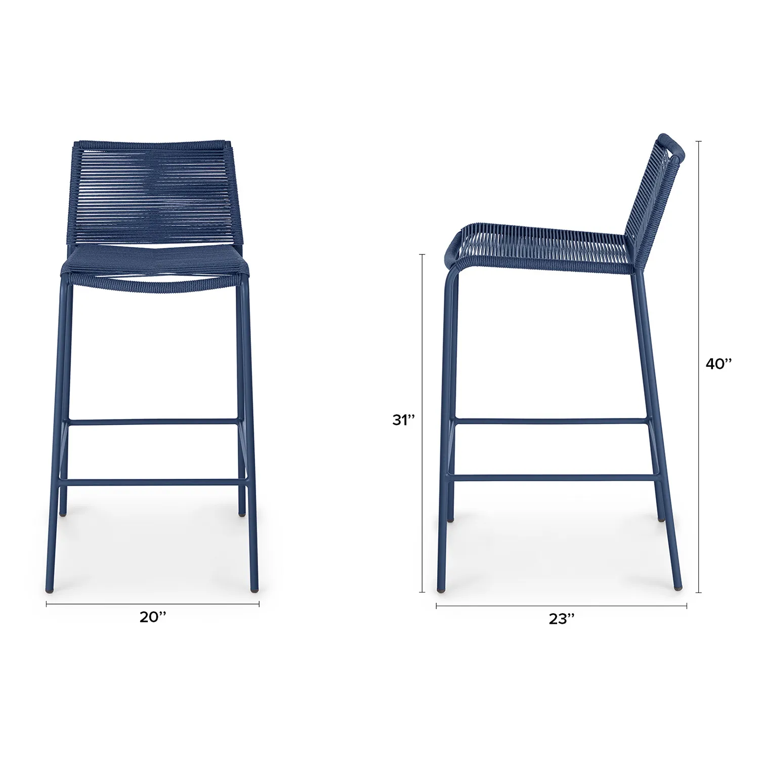 Zina Outdoor Bar Stool - Indigo Blue - Image 2