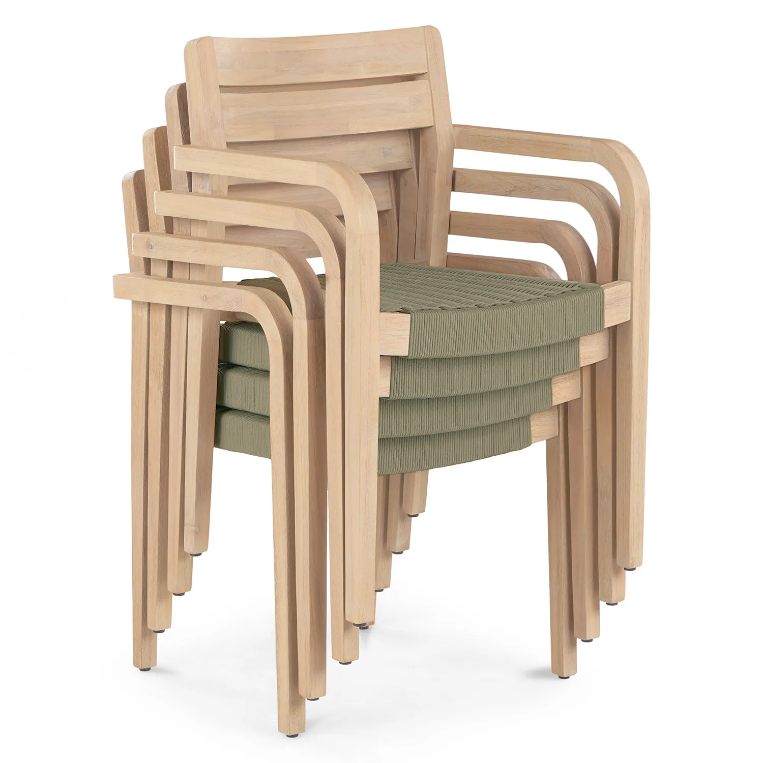 Reyes Outdoor Stackable Dining Armchair - Sun-Bleached Gray - Image 13