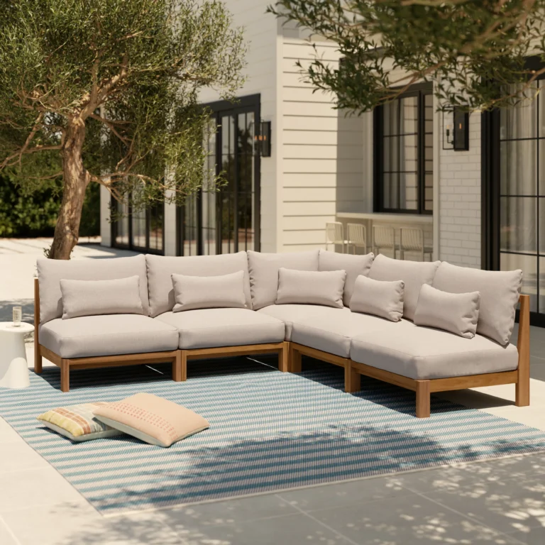 Cove 102.75_ Outdoor Armless Modular Sectional - Basket Beige