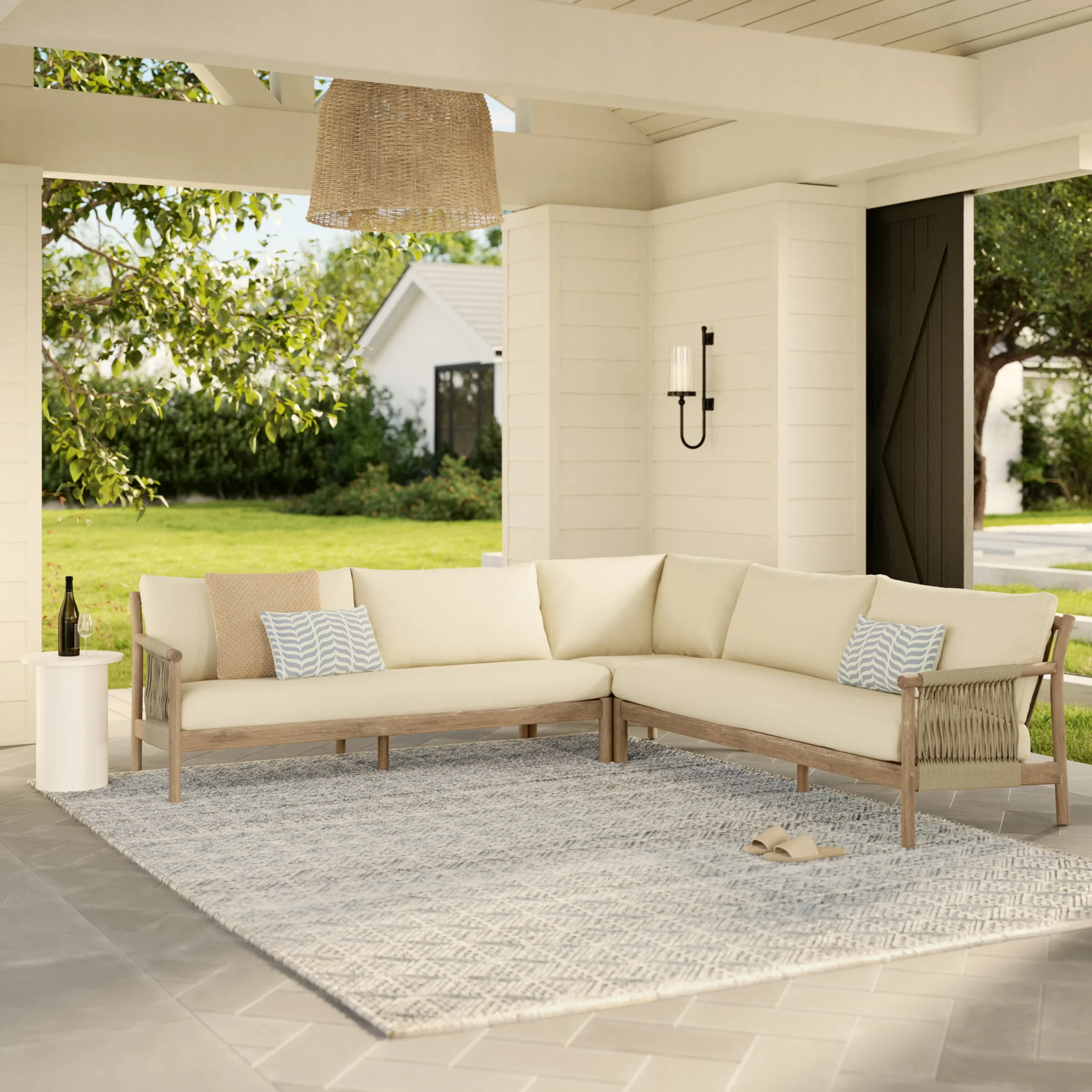 Rosa 110_ Outdoor Corner Sectional - Dravite Ivory