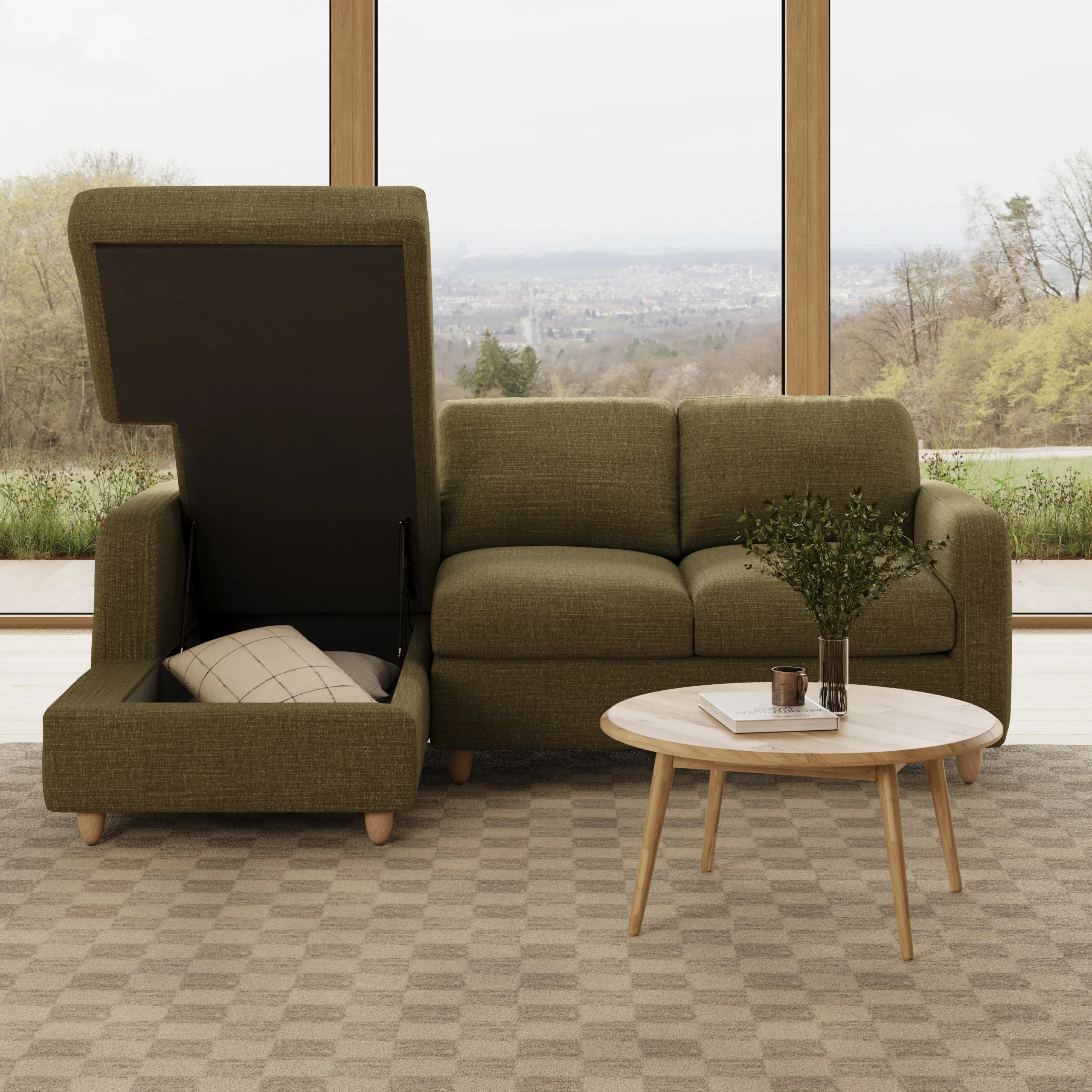 Vati 90.5_ Left Storage Sectional - Natural Oak and Napa Moss - Image 10