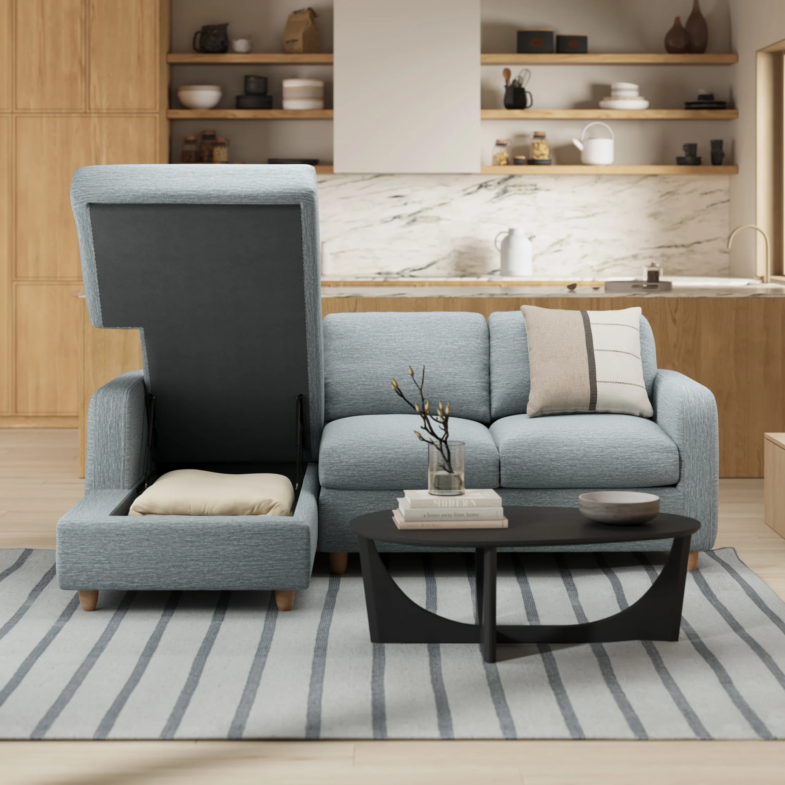 Vati 90.5_ Left Storage Sectional - Natural Oak and Silver Light Blue - Image 14