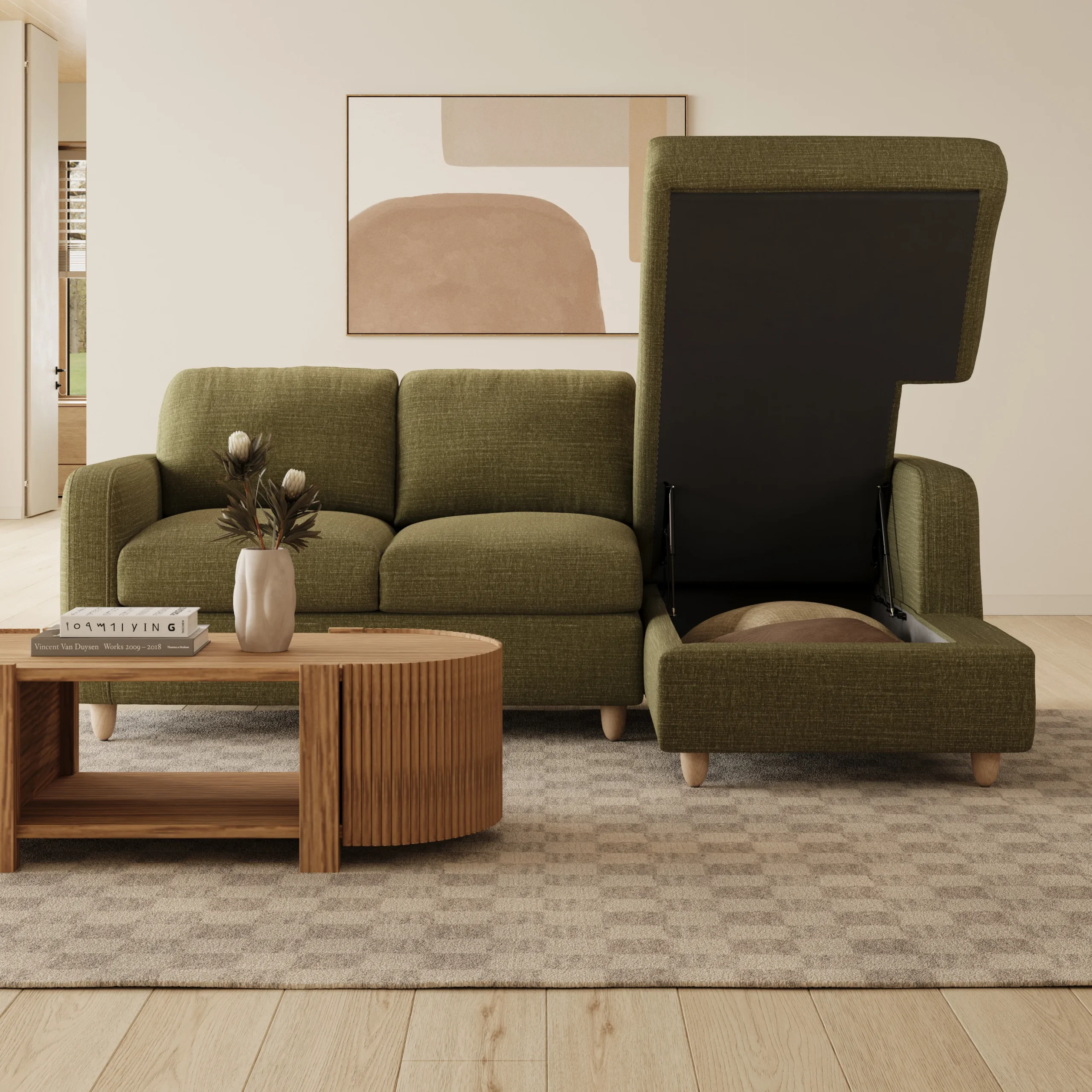 Vati 90.5_ Right Storage Sectional - Napa Moss - Image 14