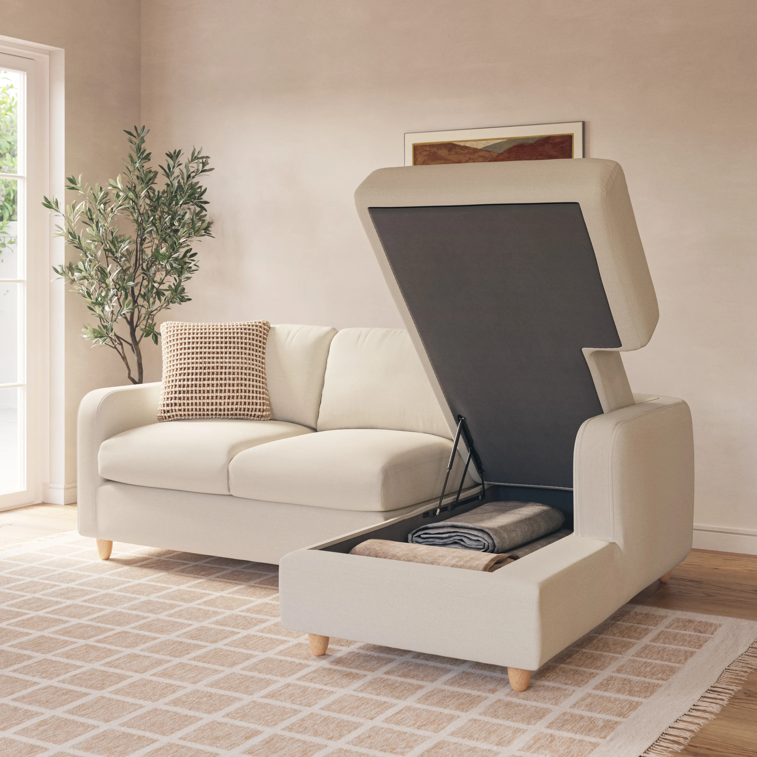 Vati 90.5_ Right Storage Sectional - Natural Oak and Buckler Brown - Image 17