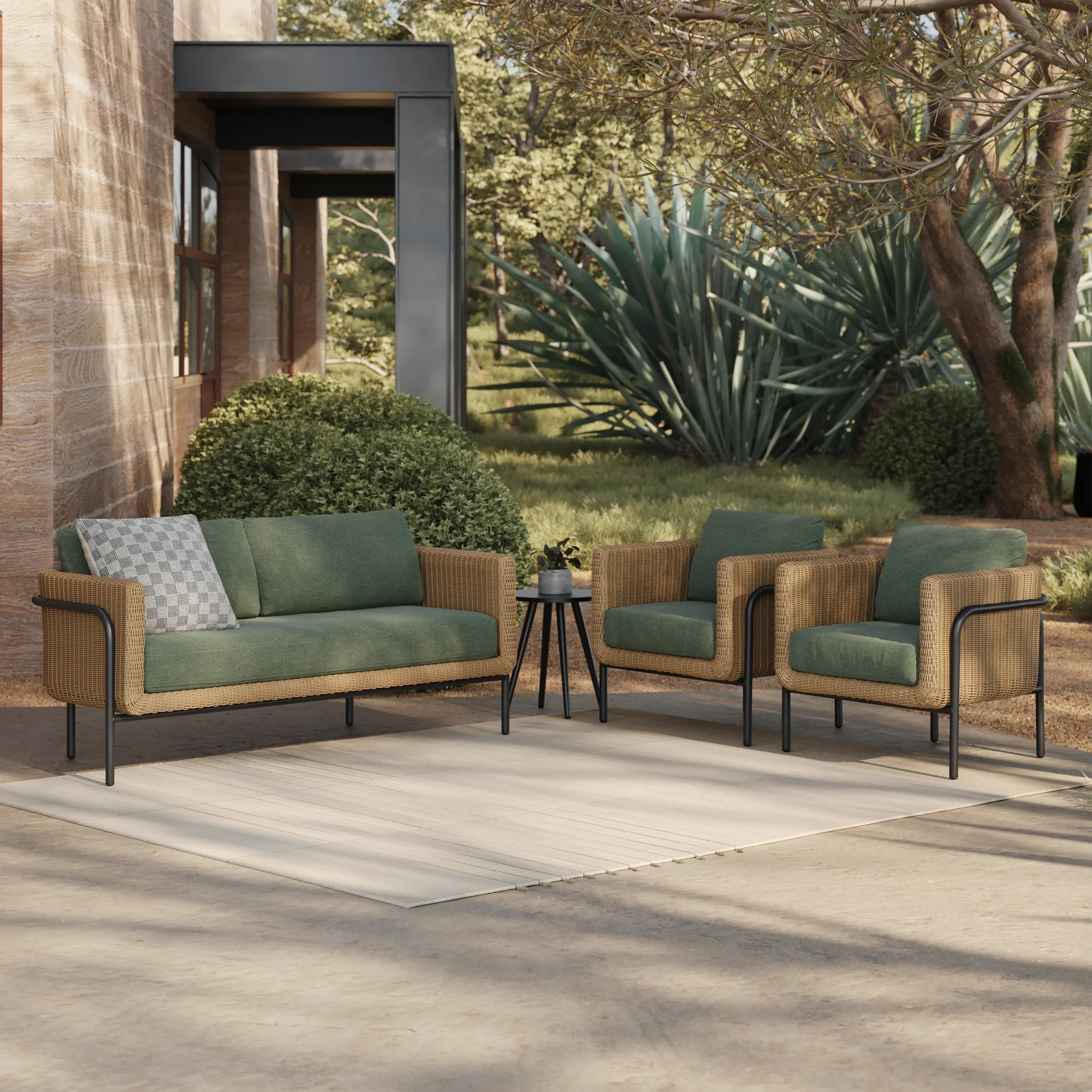 Aby 69.5_ Outdoor Loveseat Set - Dravite Green