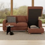 Vati 90.5_ Right Storage Sectional - Natural Oak and Napa Rust