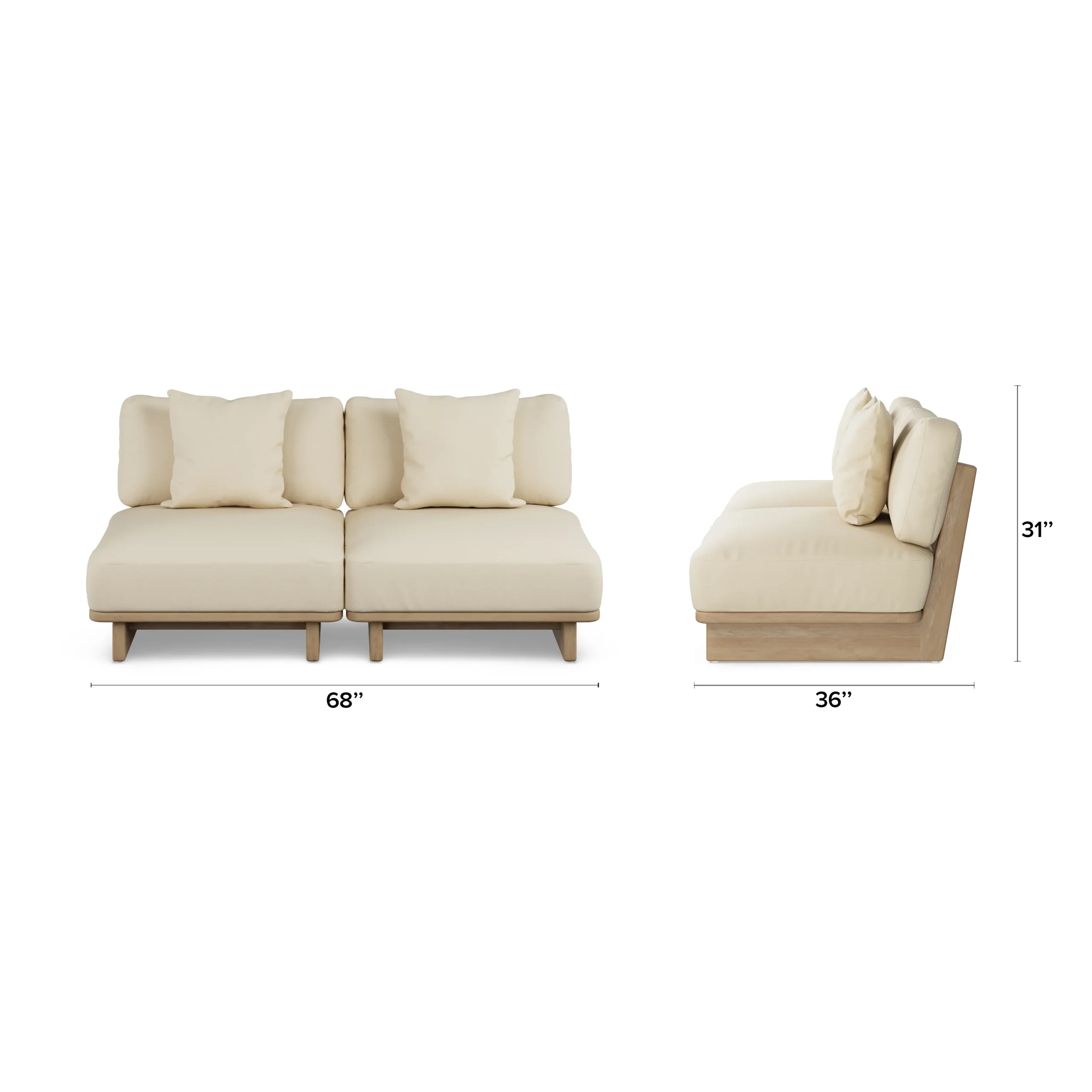 Daphne 68_ Outdoor Armless Modular Loveseat - Dravite Ivory - Image 2