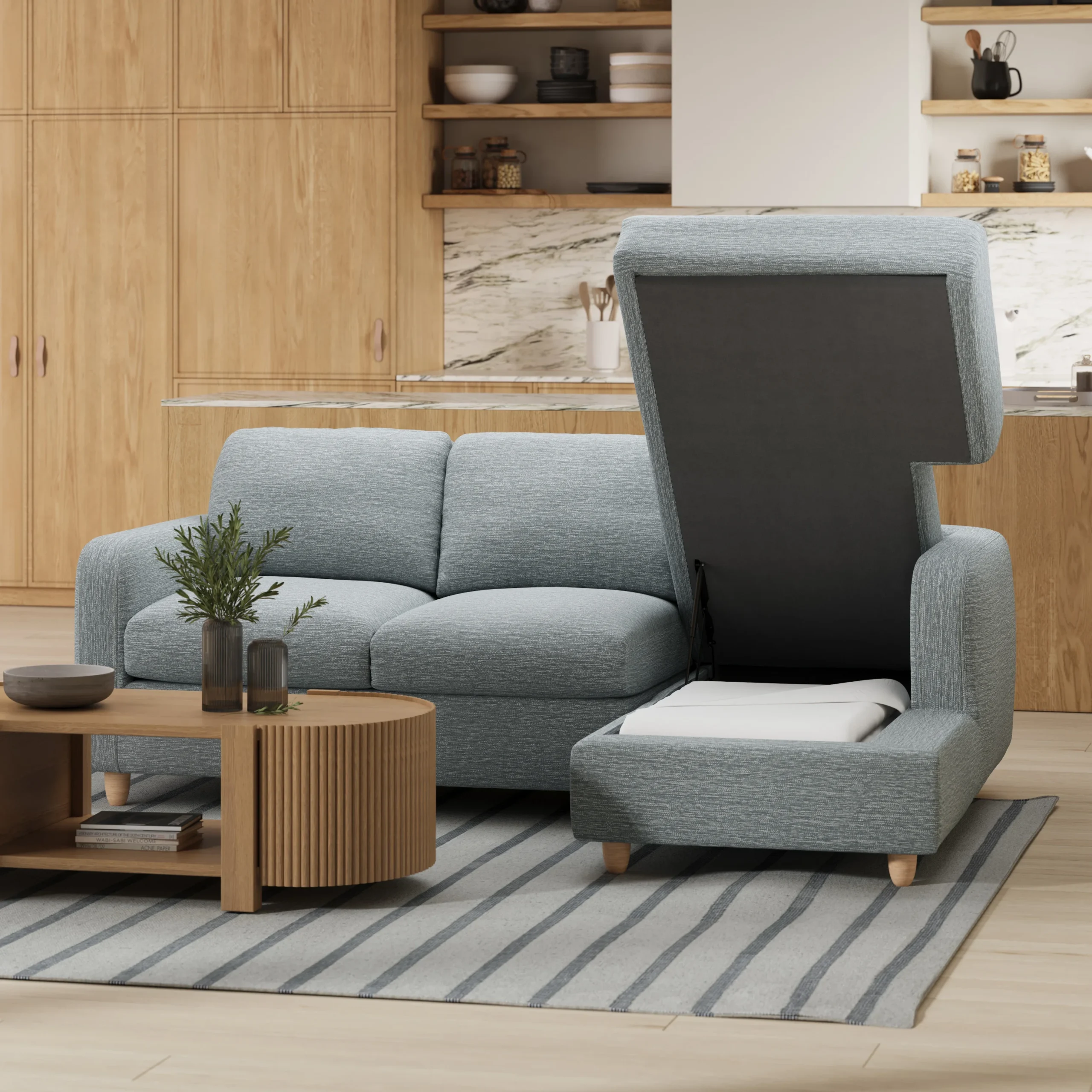 Vati 90.5_ Right Storage Sectional - Silver Light Blue - Image 14
