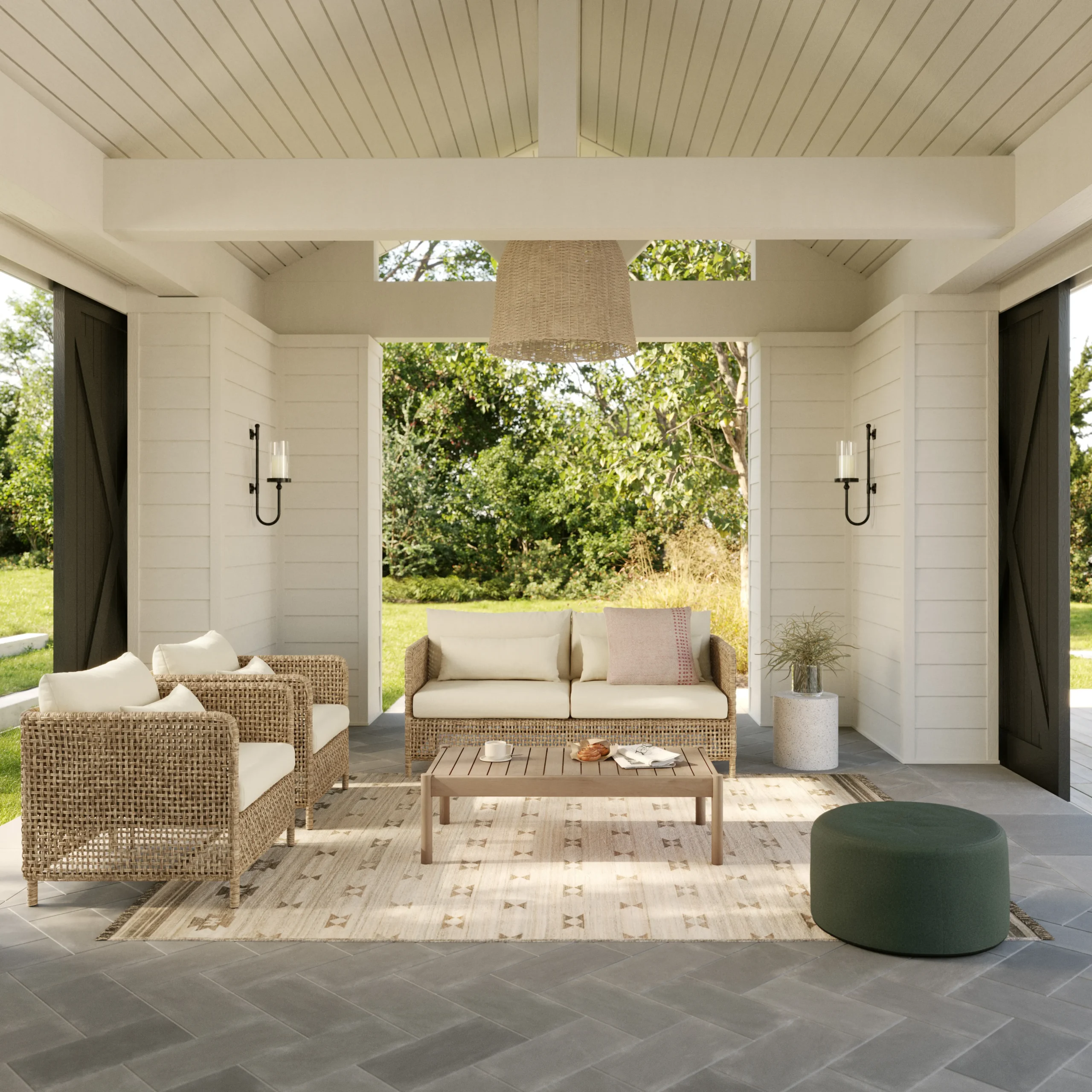 Robbi 67.25_ Outdoor Loveseat Set - Dravite Ivory