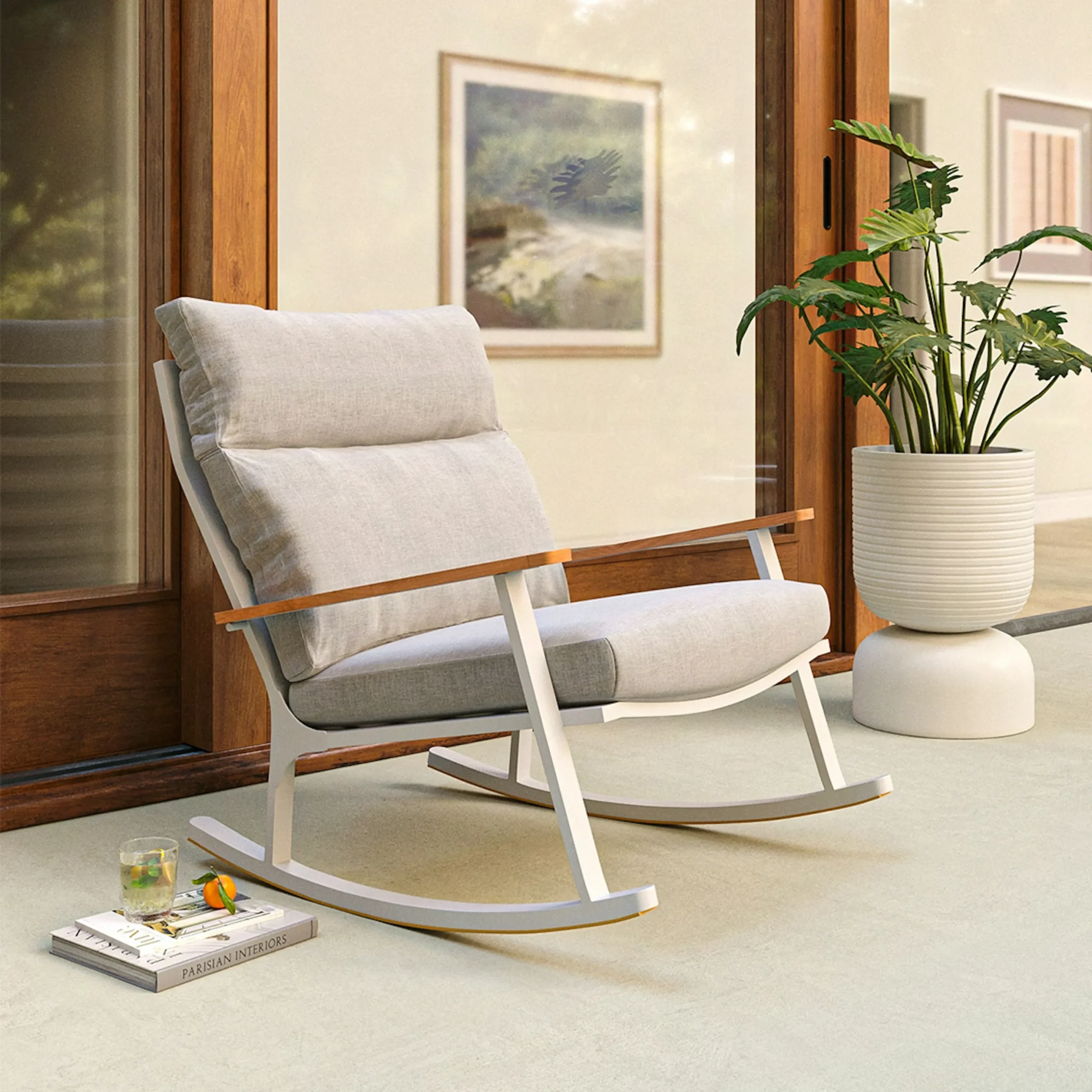 Eleya 31.5_ Outdoor Rocking Chair - Cera Gray