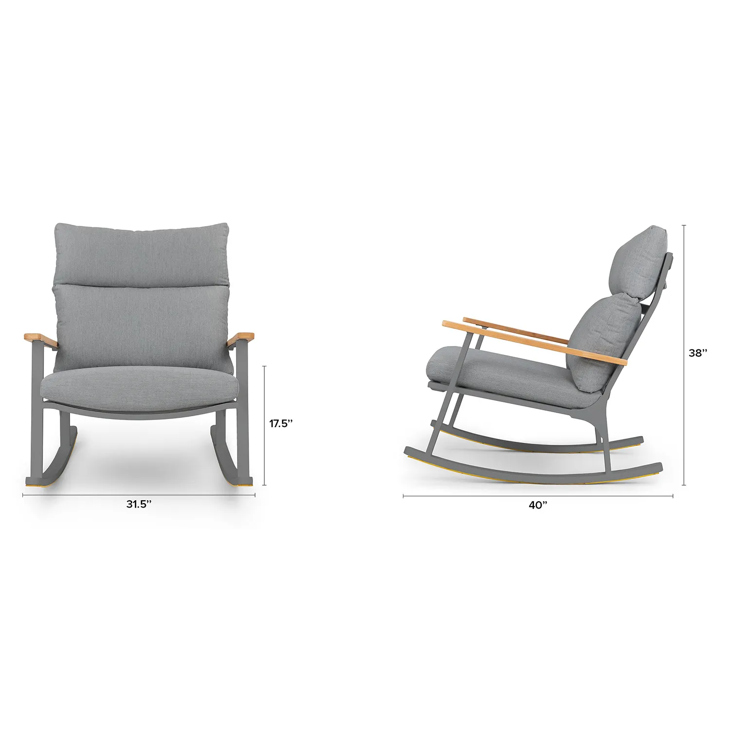 Eleya 31.5_ Outdoor Rocking Chair - Stega Gray - Image 2