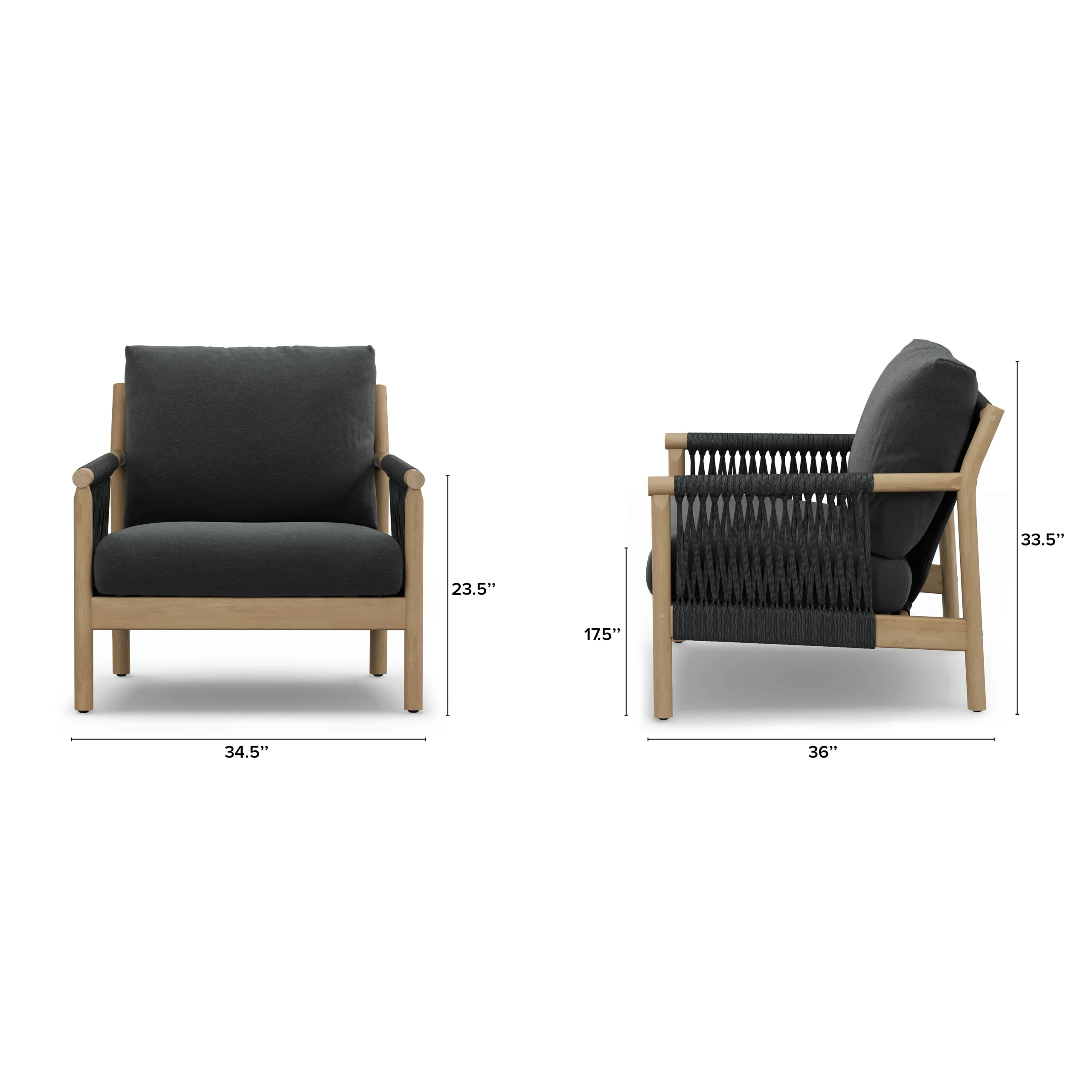 Rosa 34.5_ Outdoor Lounge Chair - Dravite Black - Image 2