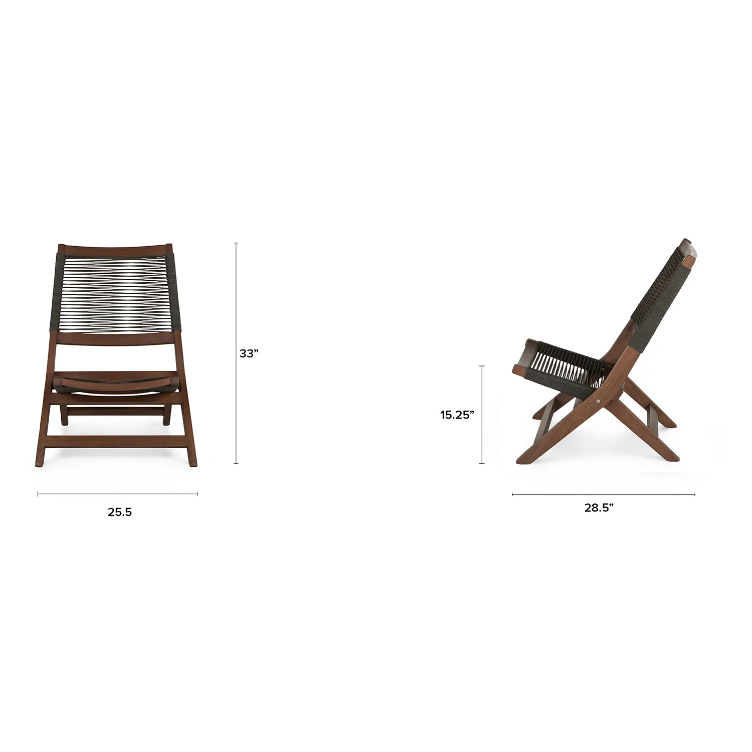 Santo 25.5_ Outdoor Folding Lounge Chair - Charcoal - Image 2