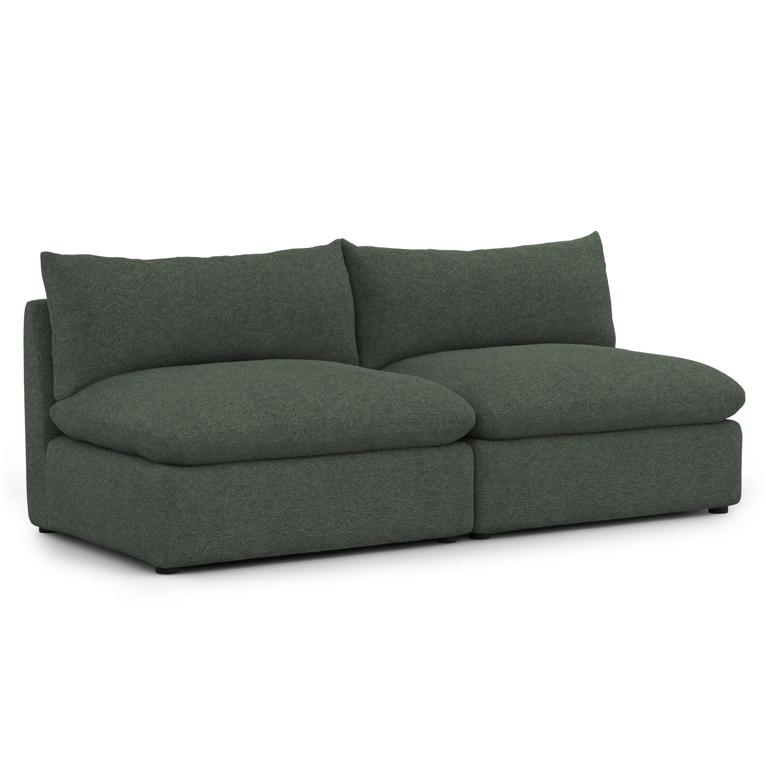 Leigh 79_ Armless Modular Sofa - Green Wool Bouclé - Image 3
