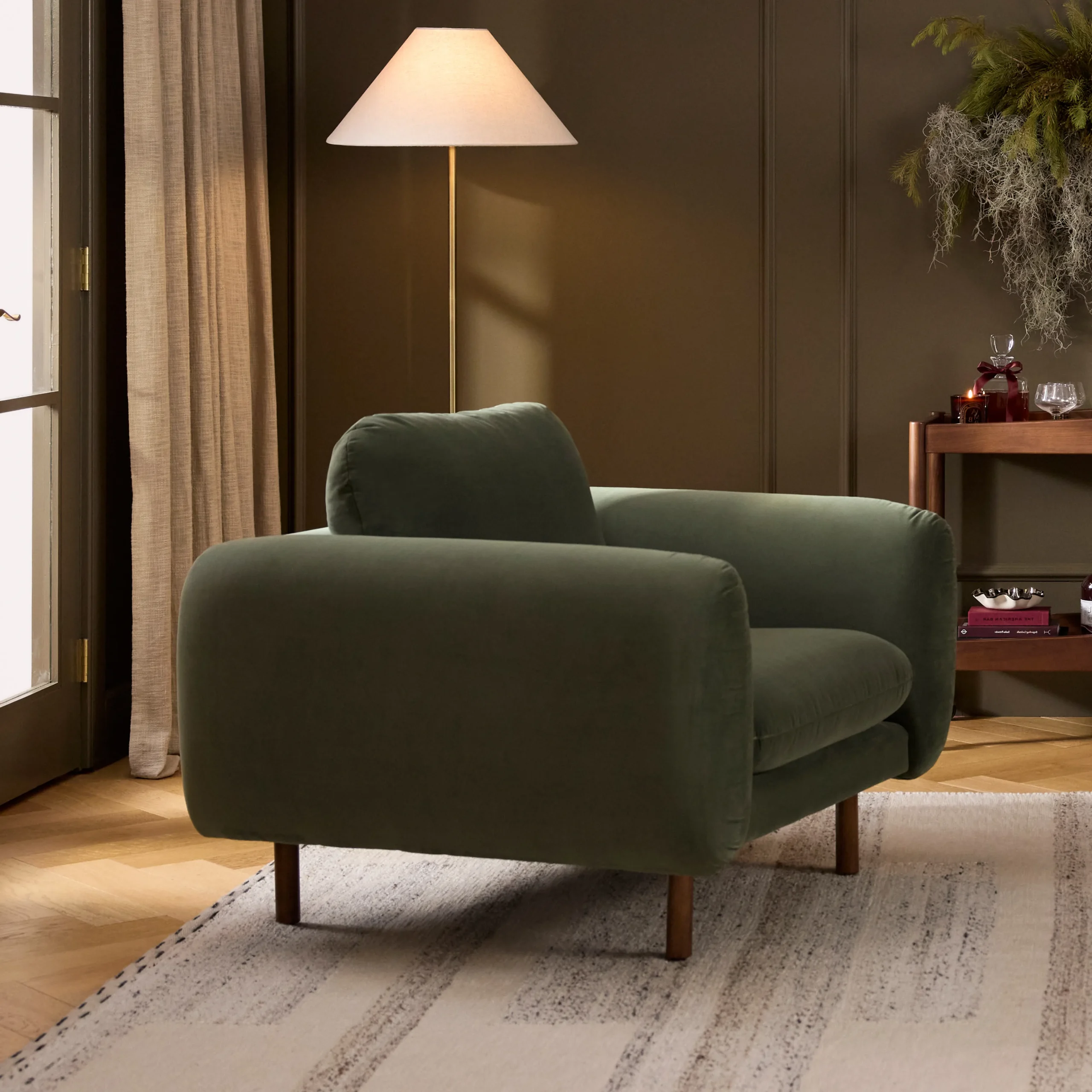 Sanders 37_ Velvet Lounge Chair - Plush Pacific Green