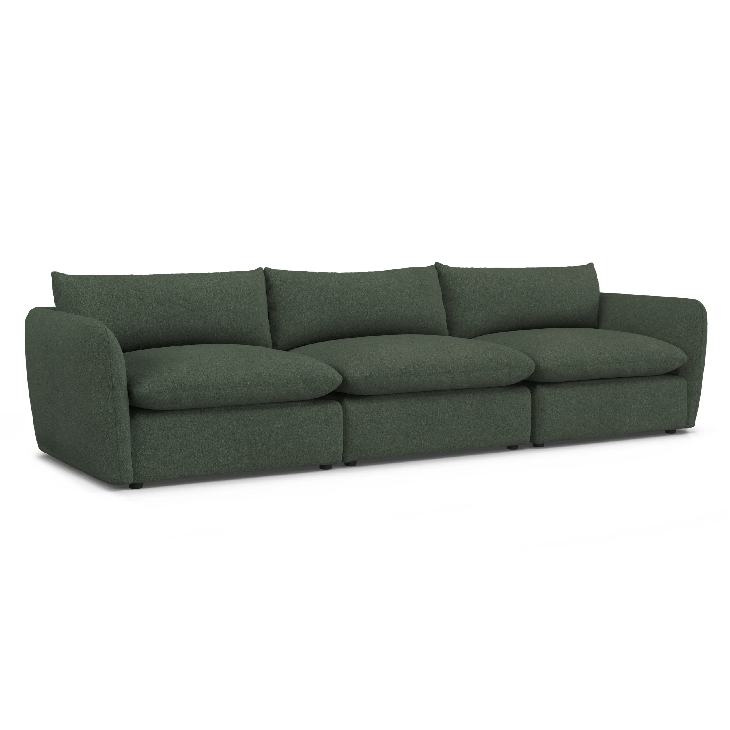 Leigh 131.5_ Modular Sofa - Green Wool Bouclé - Image 3