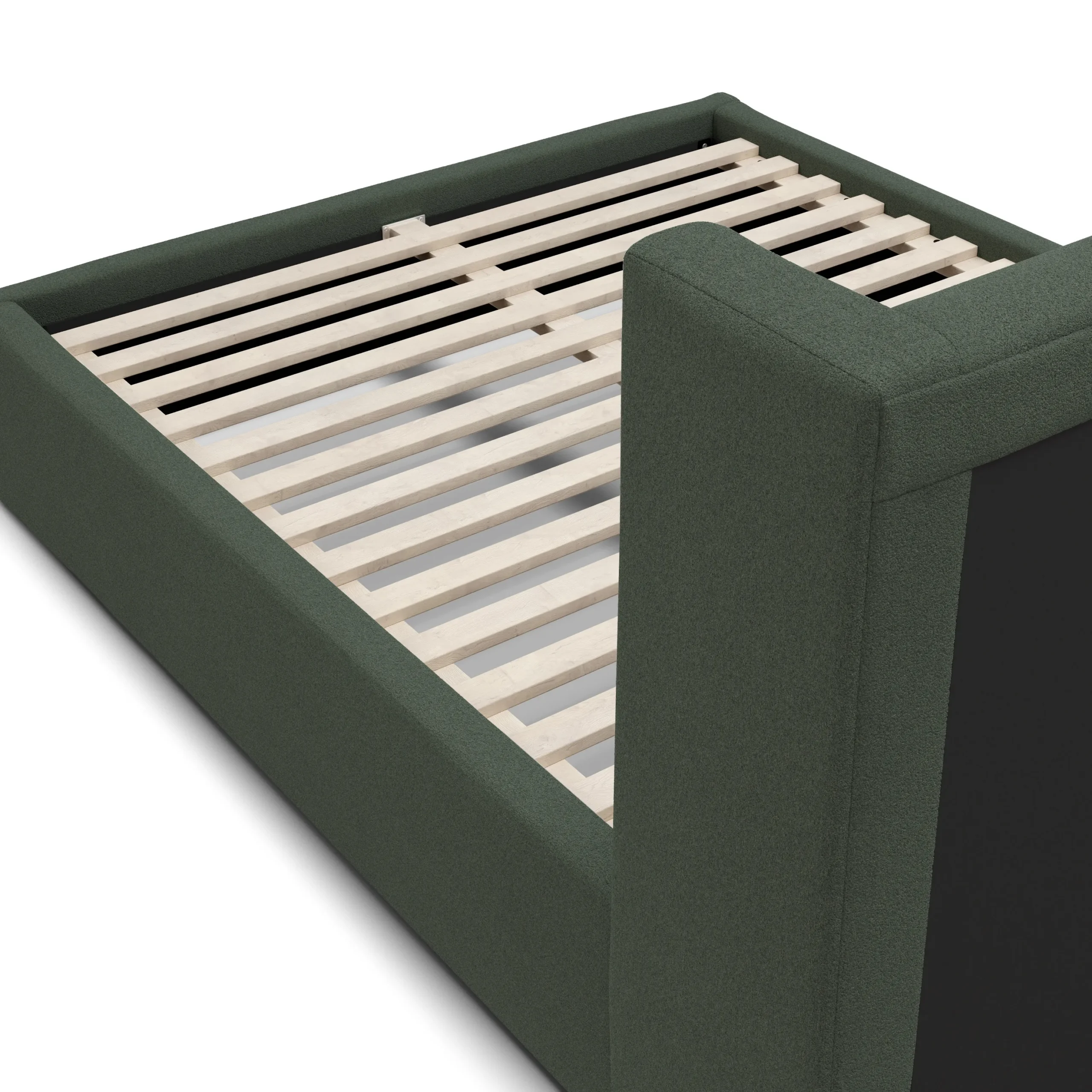 Calabri Queen Upholstered Bed - Green Wool Bouclé - Image 9