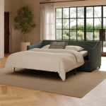 Landry 84.5_ Sofa Bed - Green Wool Bouclé