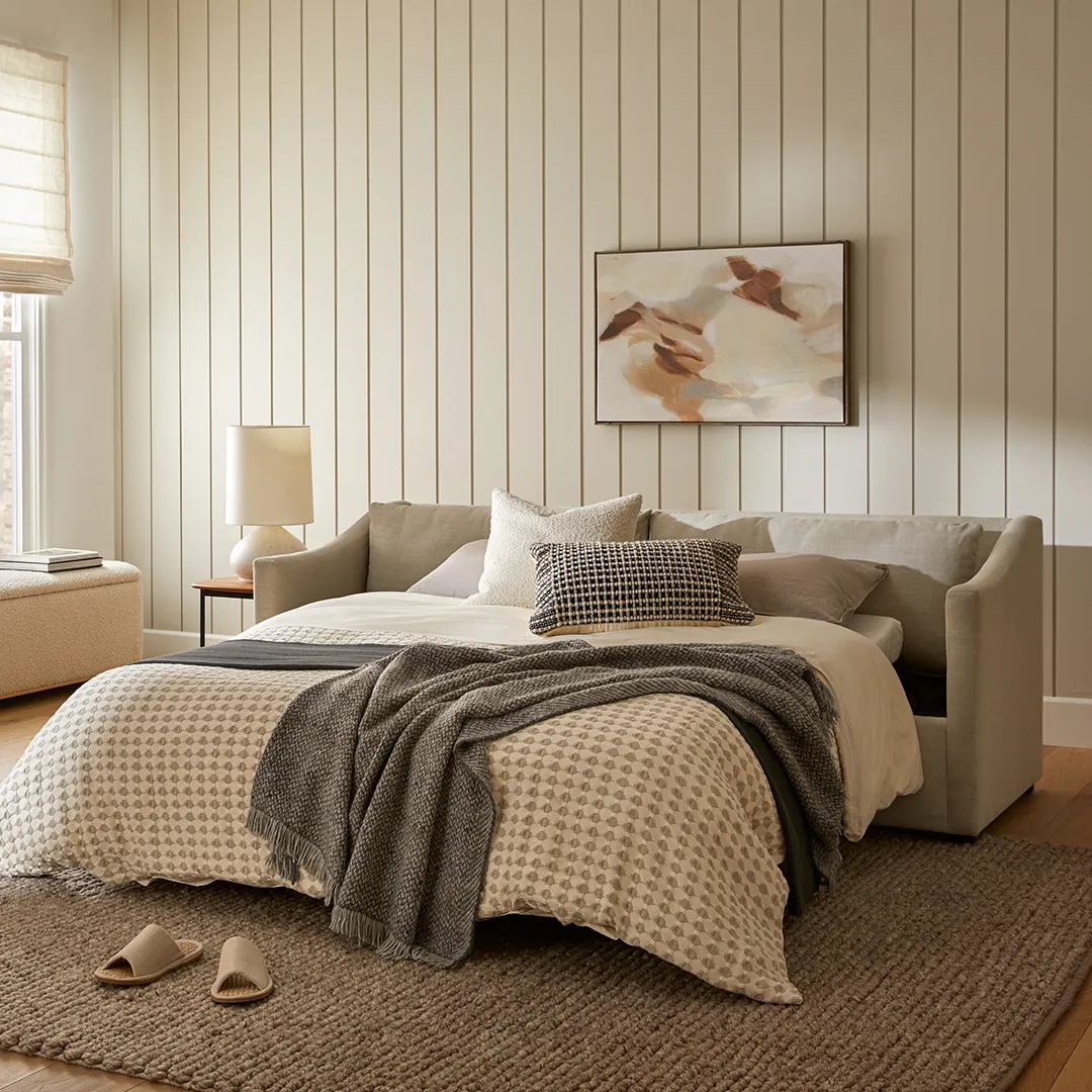 Landry 84.5_ Sofa Bed - Napa Dove - Image 2