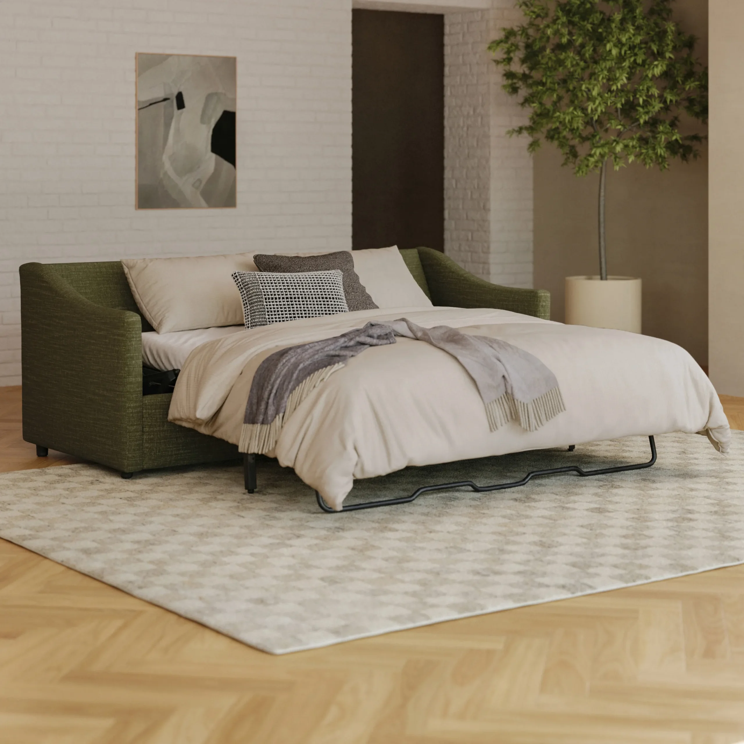 Landry 84.5_ Sofa Bed - Napa Moss - Image 2
