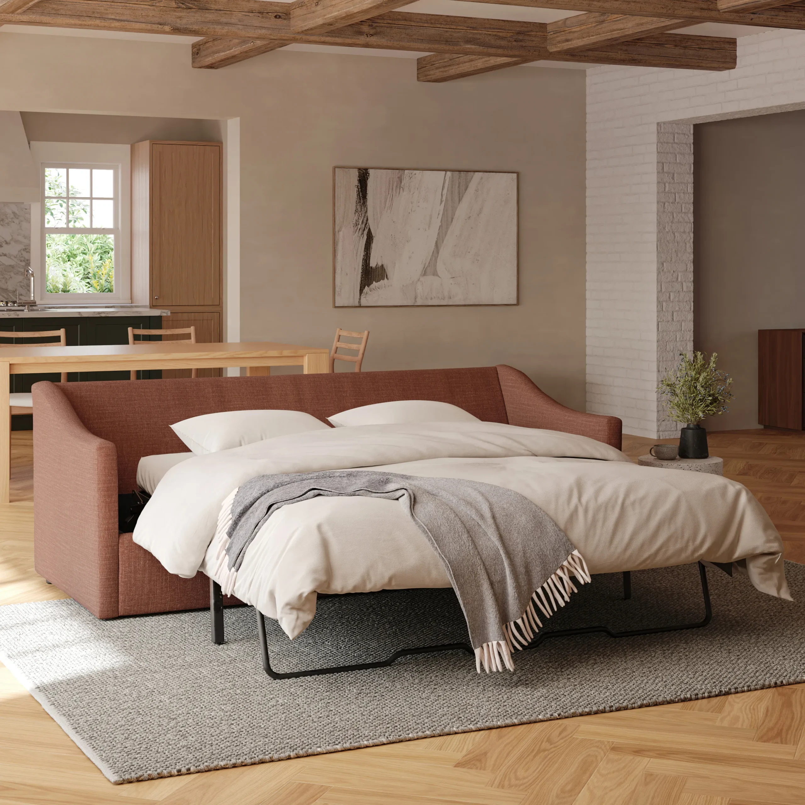 Landry 84.5_ Sofa Bed - Napa Rust - Image 2
