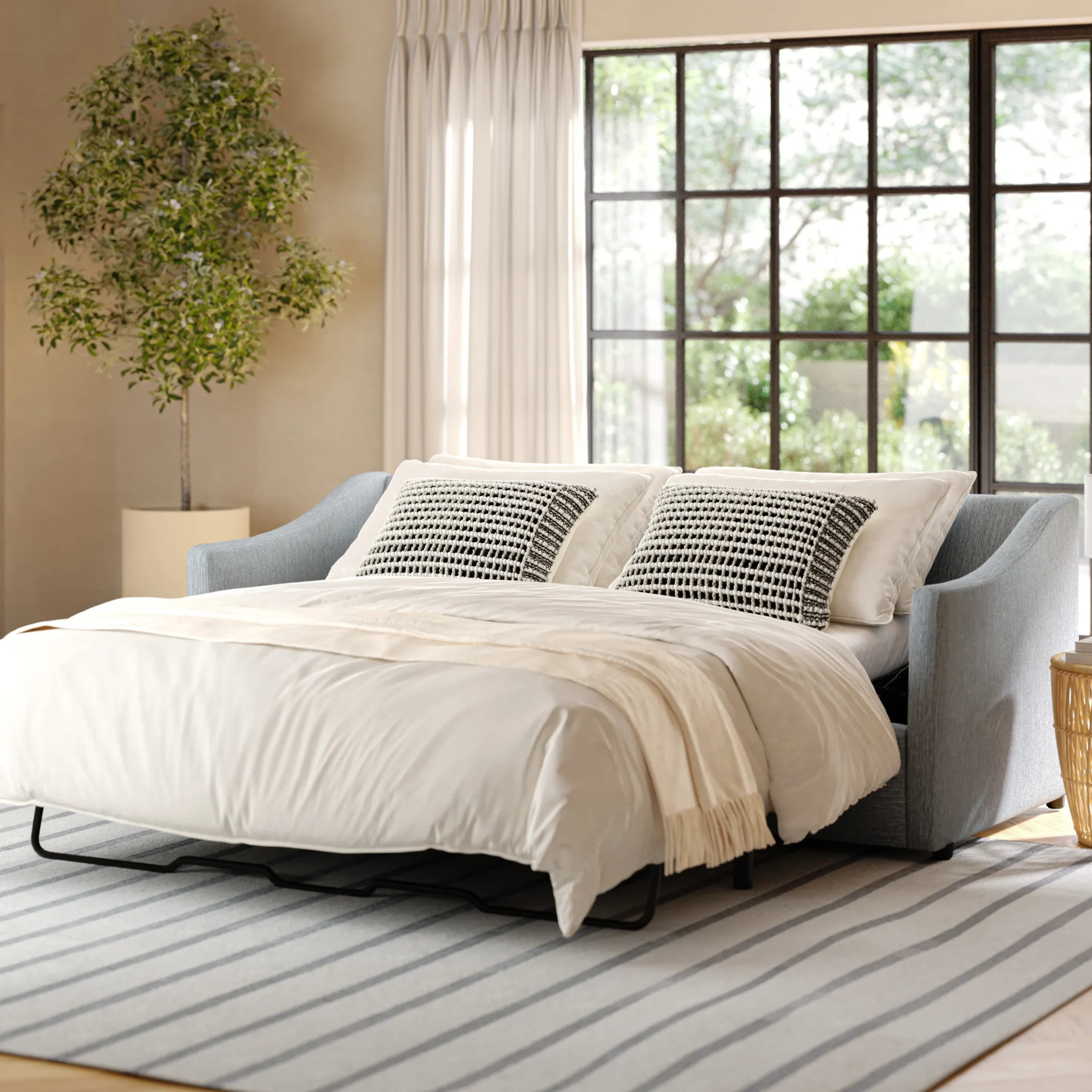 Landry 84.5_ Sofa Bed - Silver Light Blue - Image 2