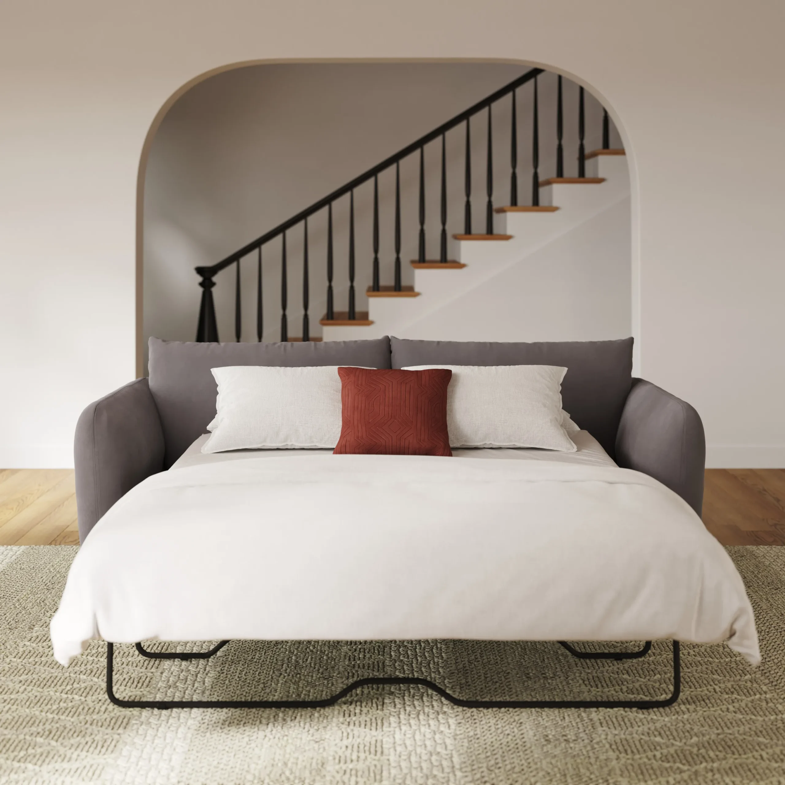 Leigh 86_ Velvet Sofa Bed - Hale Warm Gray - Image 2