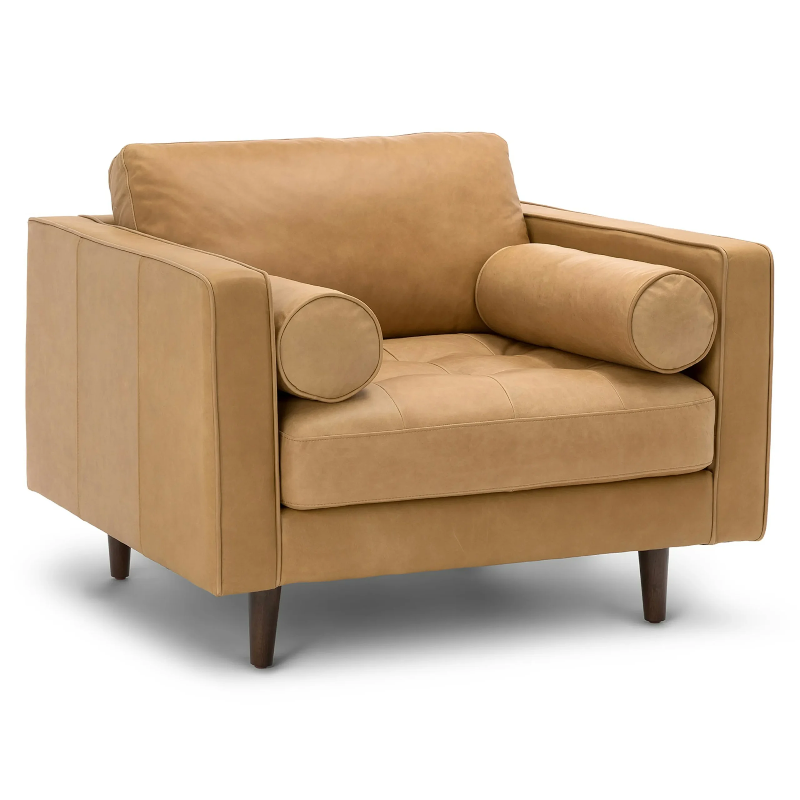 Sven 42_ Tufted Leather Lounge Chair - Charme Tan - Image 12
