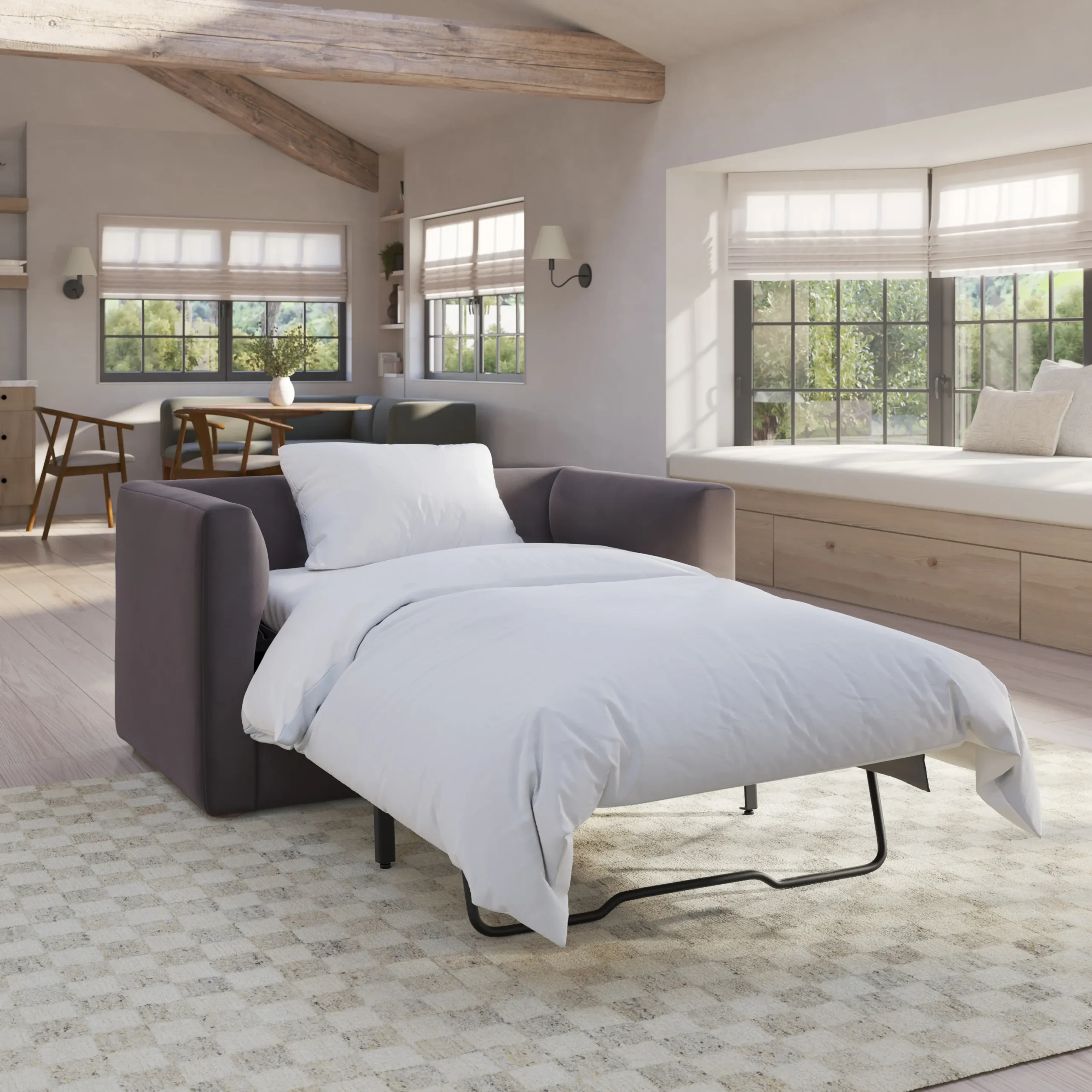 Marina 57_ Velvet Sleeper Chair - Hale Warm Gray - Image 2