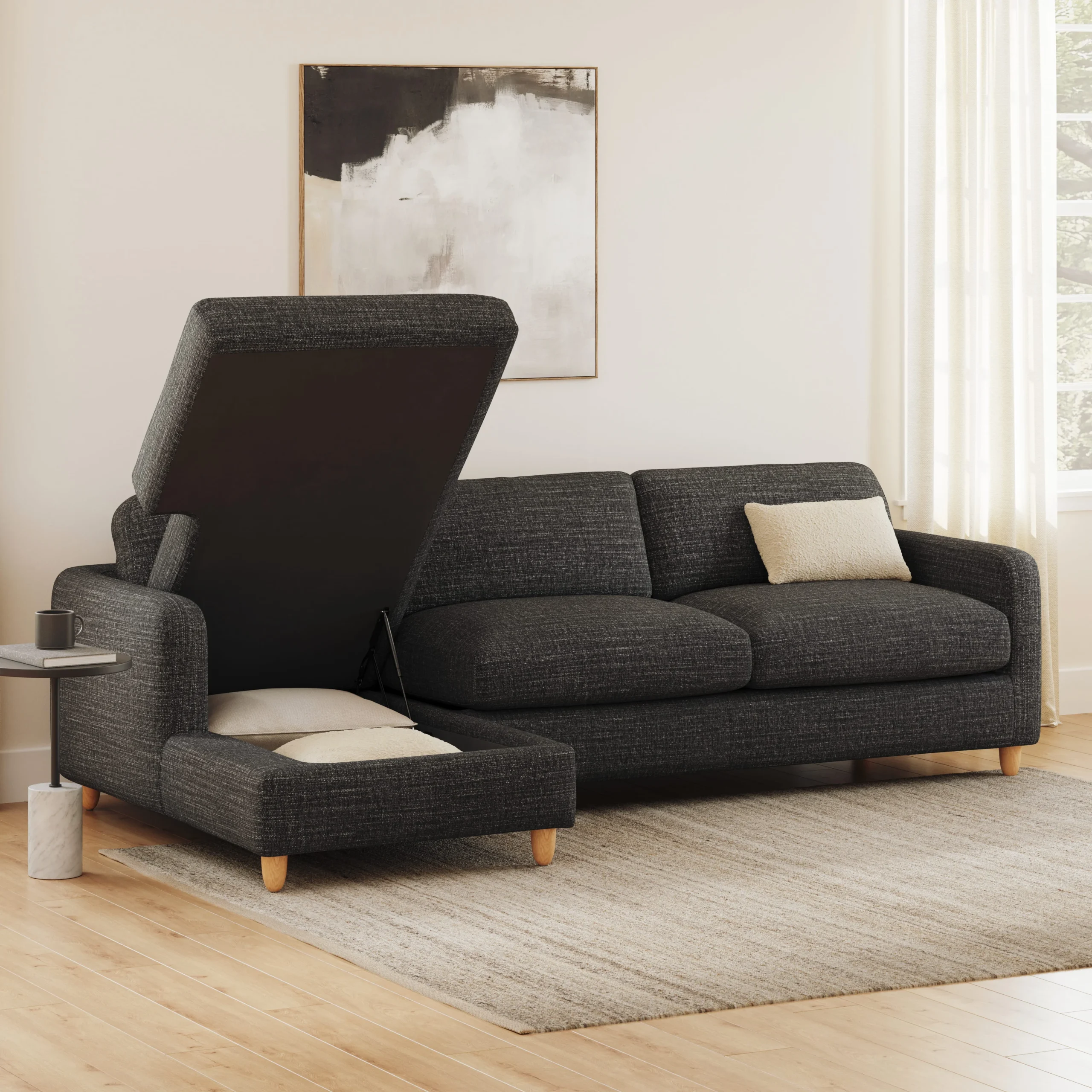 Vati 114_ Left Storage Sleeper Sectional - Natural Oak and Napa Charcoal - Image 18