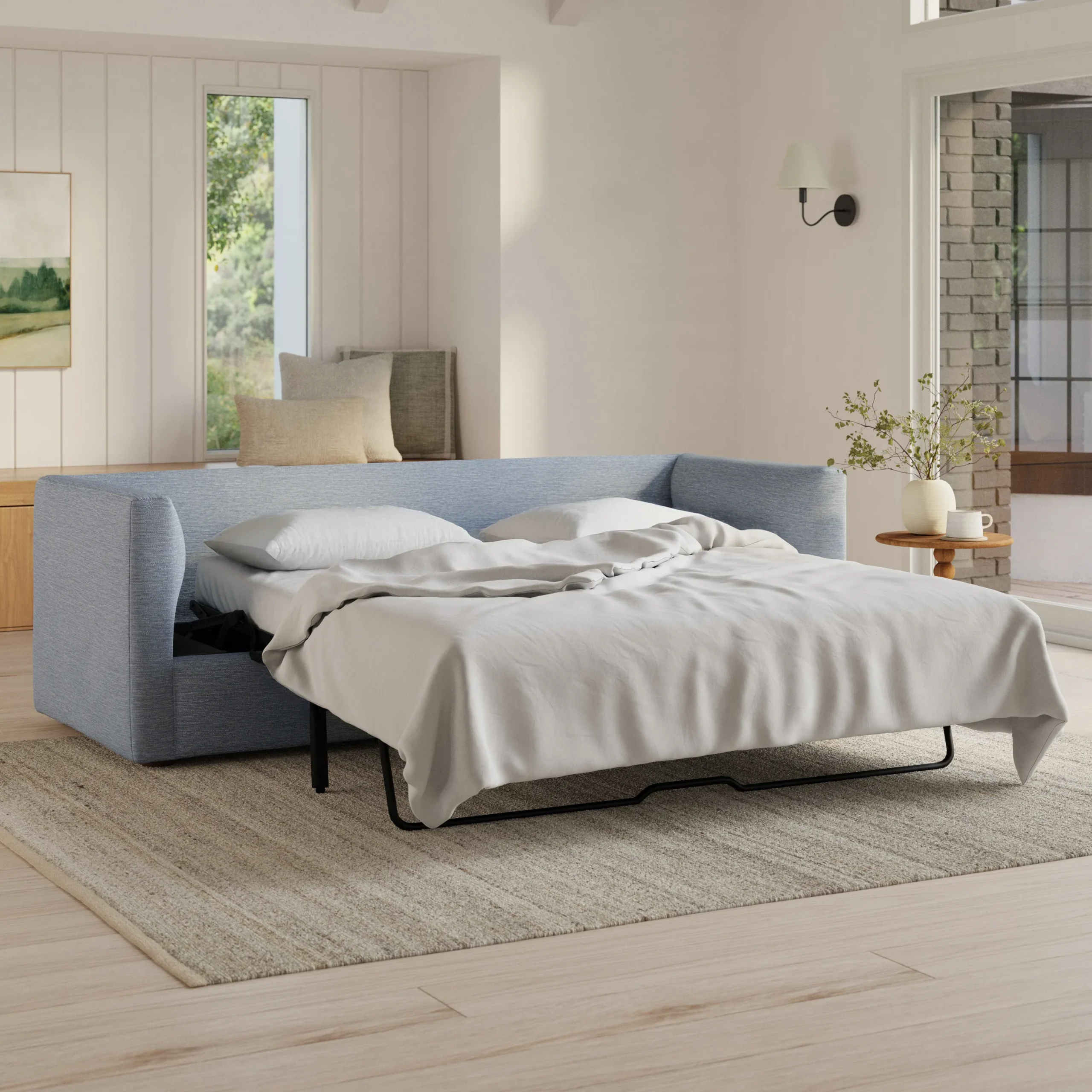 Marina 90_ Sofa Bed - Silver Light Blue - Image 2