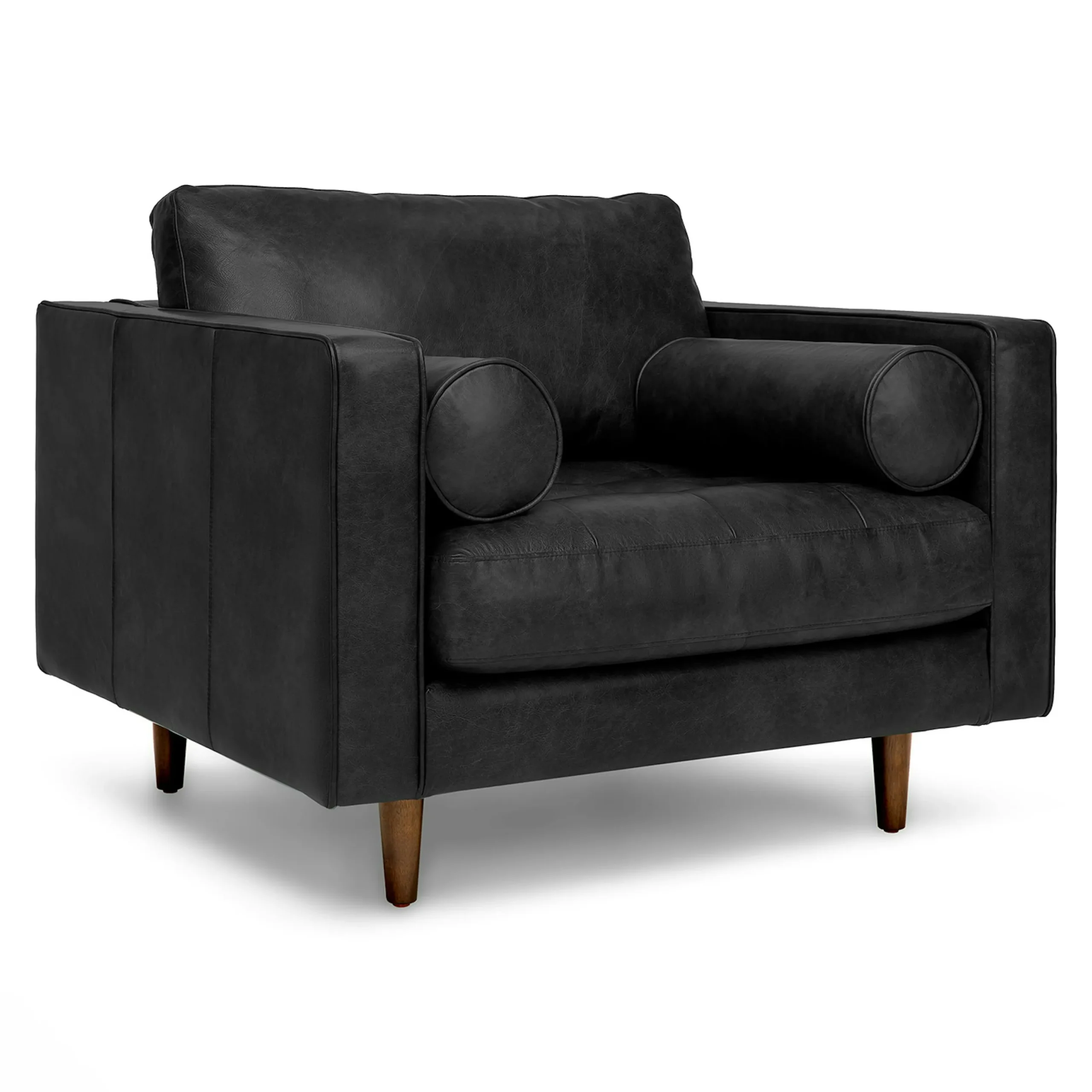 Sven 42_ Tufted Leather Lounge Chair - Oxford Black - Image 11