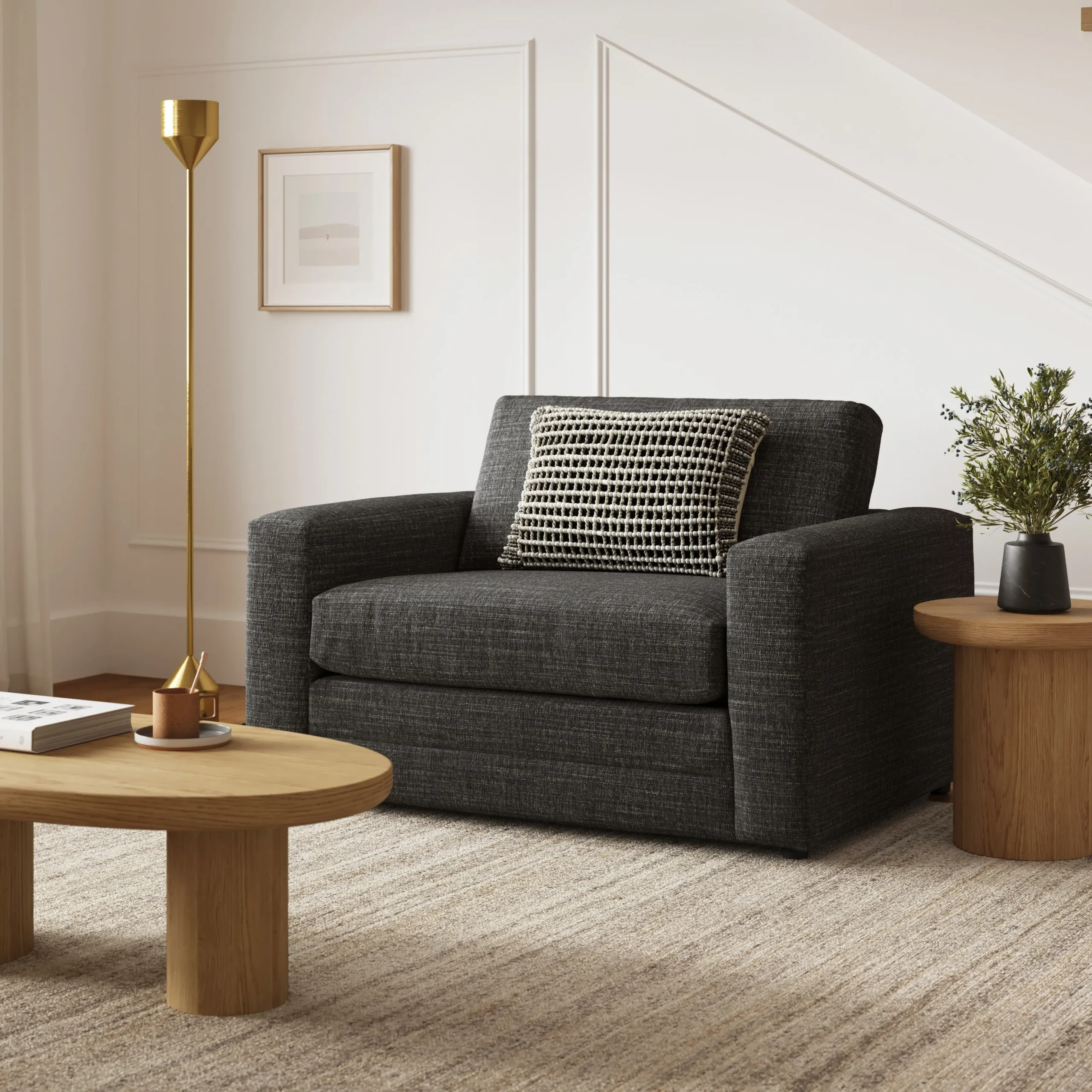 Riley 57.5_ Sleeper Chair - Napa Charcoal