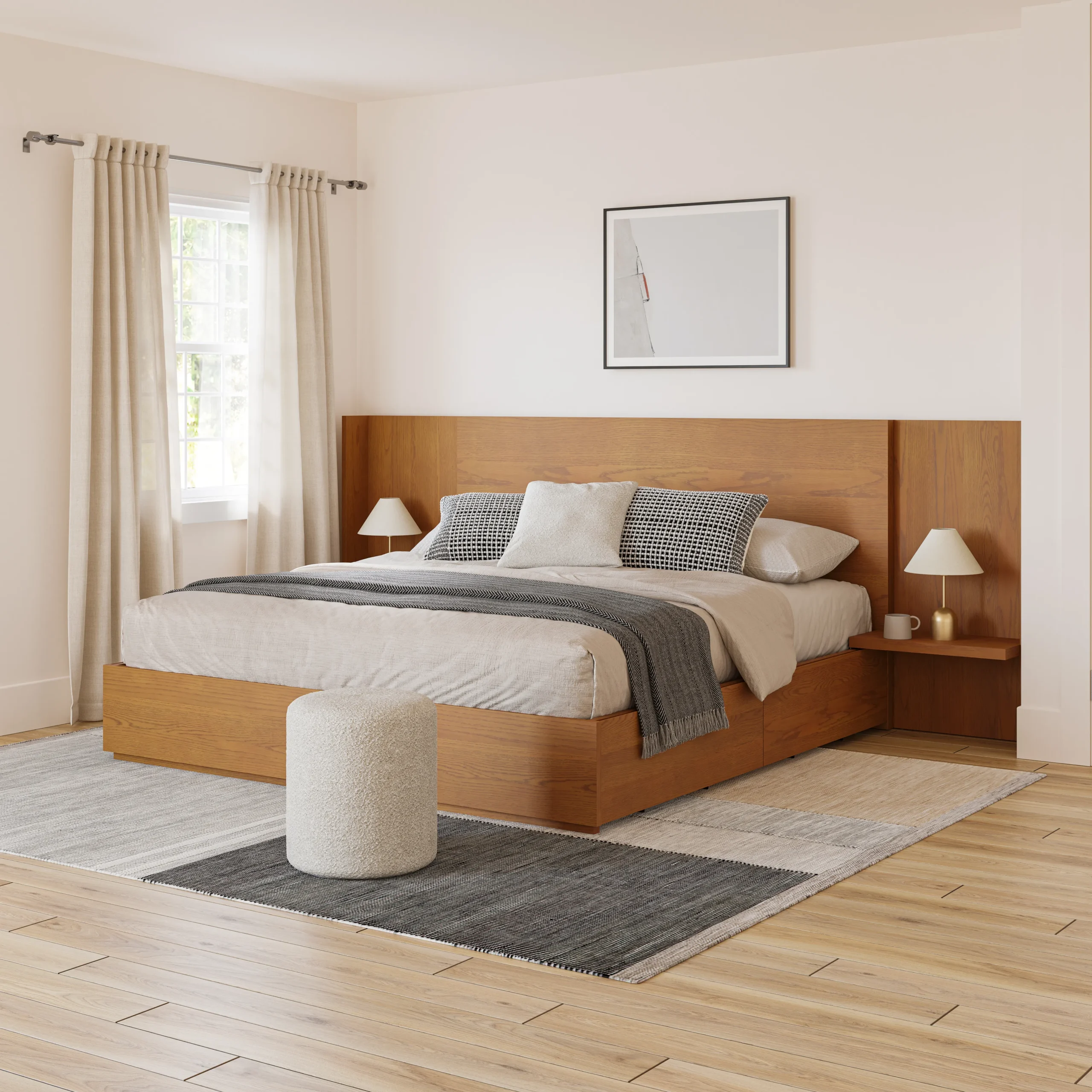 Leif King Storage Bed with Nightstands Set - Smoked Oak - Image 13