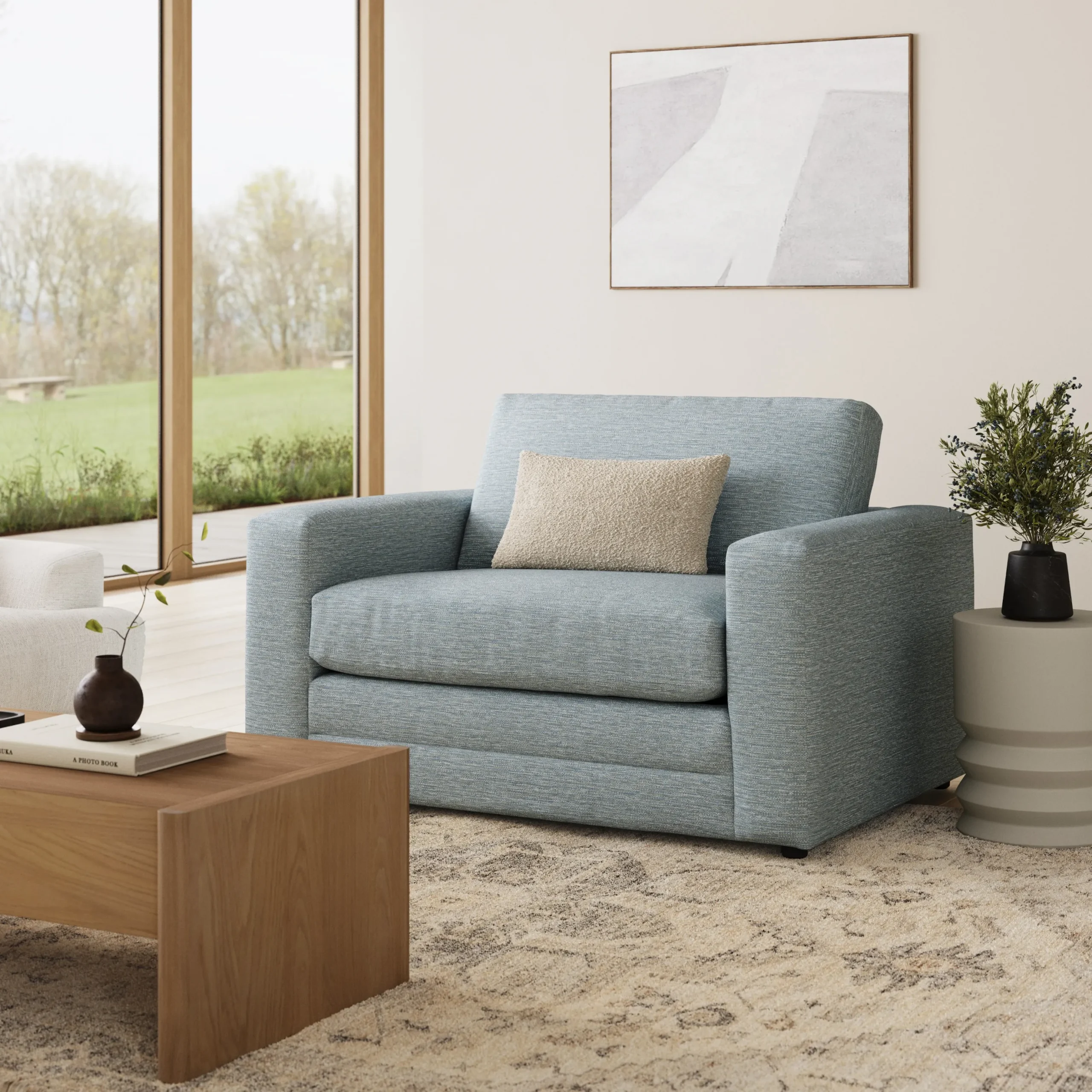 Riley 57.5_ Sleeper Chair - Silver Light Blue