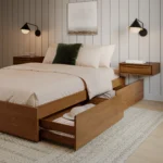 Leif Queen Platform Storage Bed - Smoked Oak