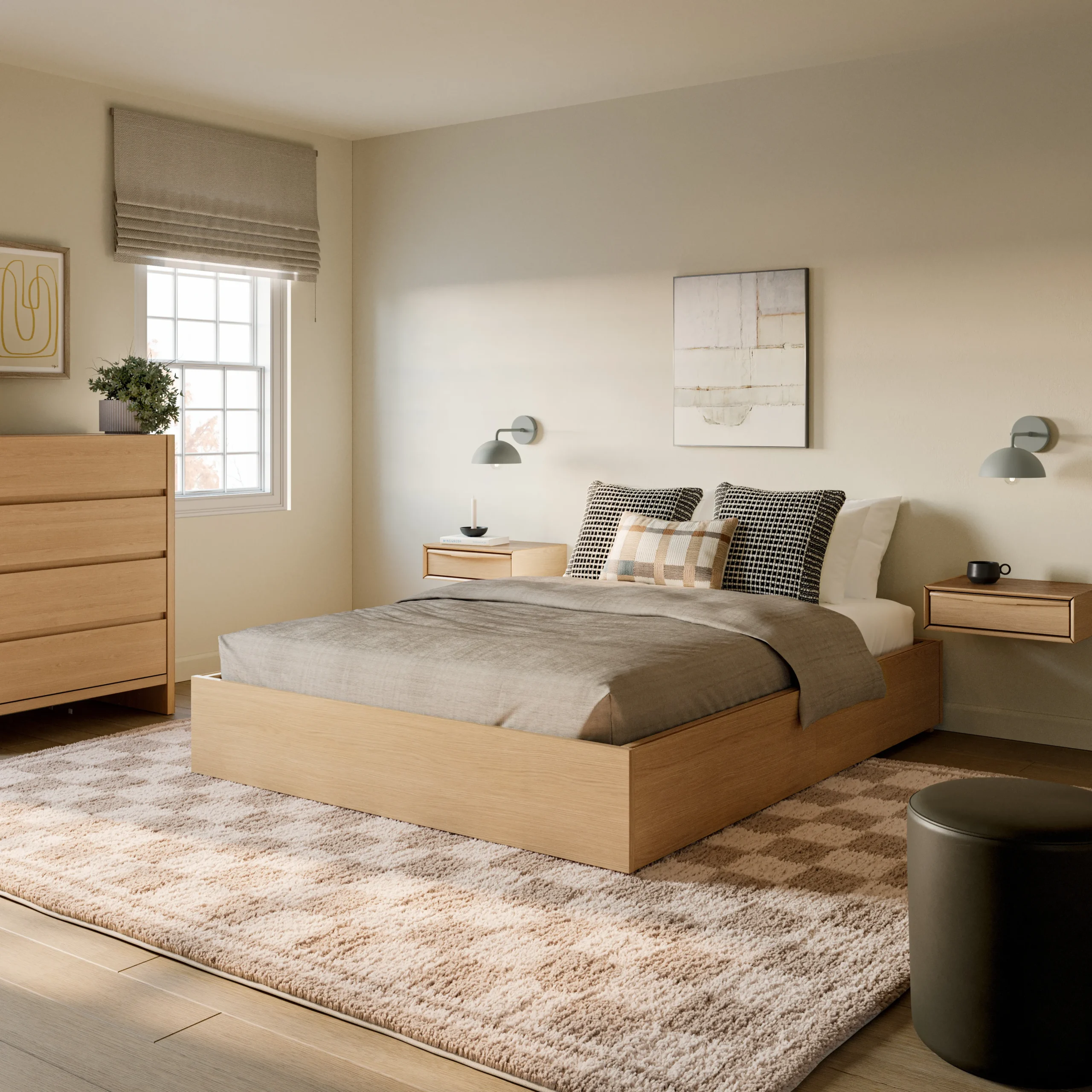 Leif Queen Platform Storage Bed - White Oak