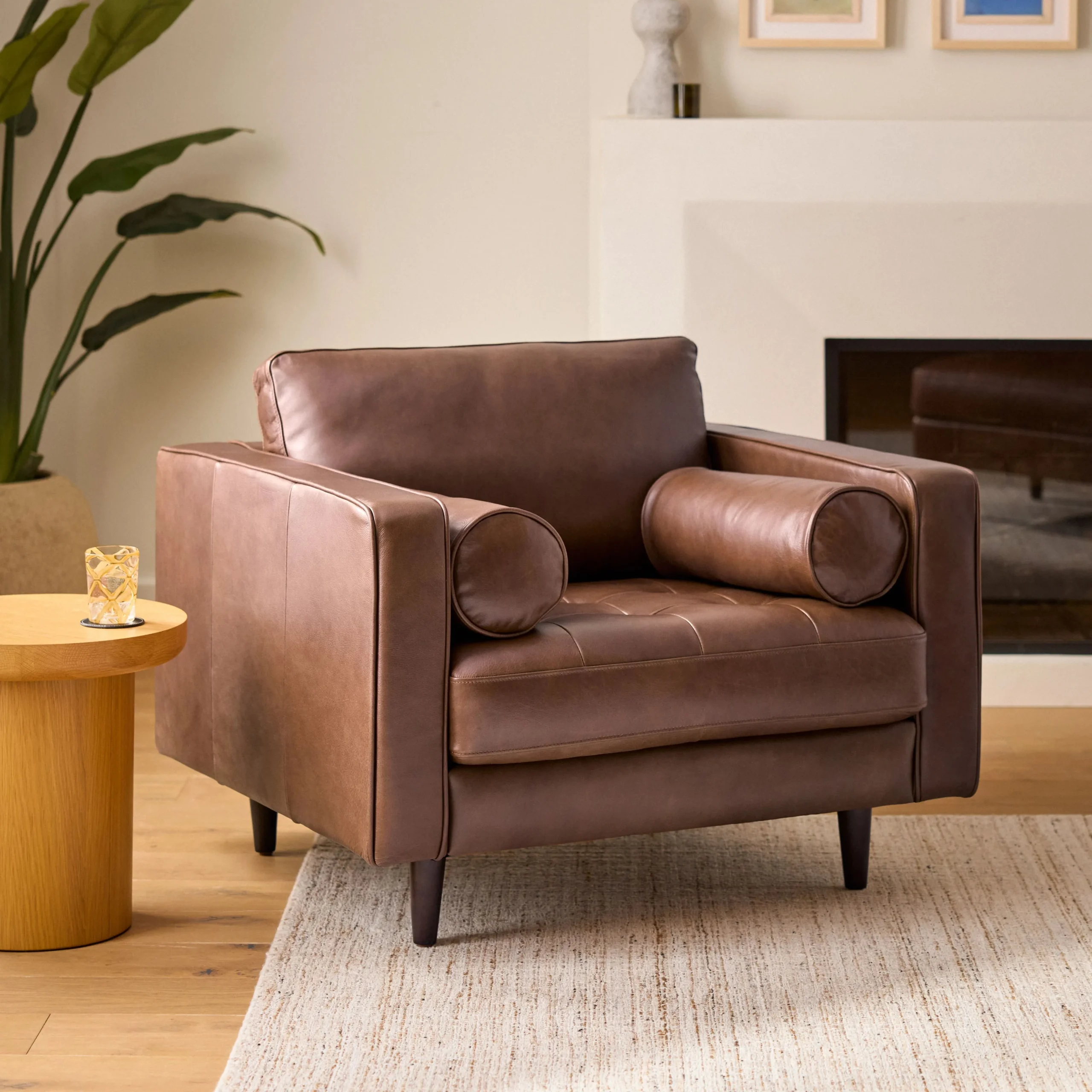 Sven 42_ Tufted Leather Lounge Chair - Taos Brown