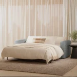 Riley 84_ Sofa Bed - Silver Light Blue