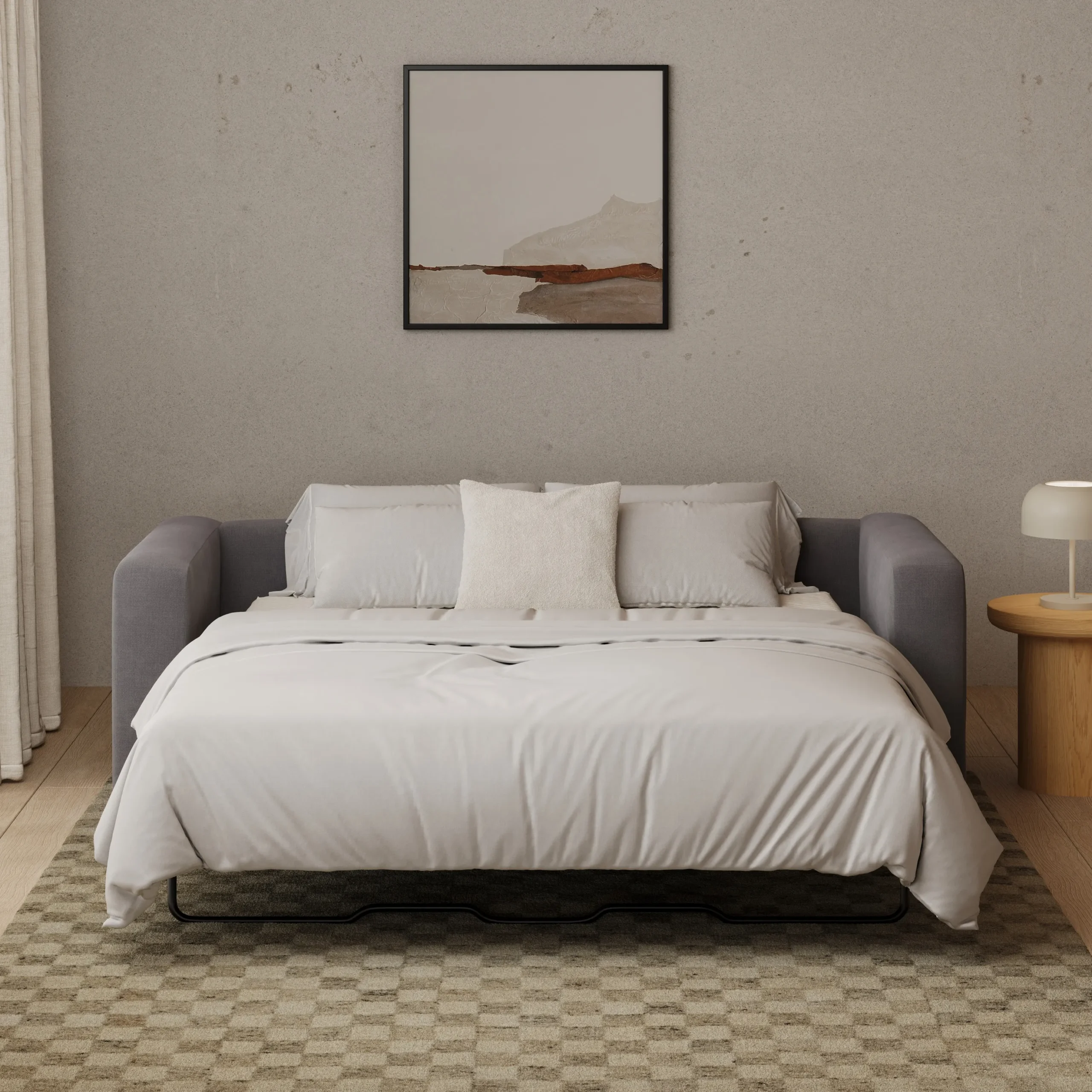 Riley 84_ Velvet Sofa Bed - Hale Warm Gray - Image 2